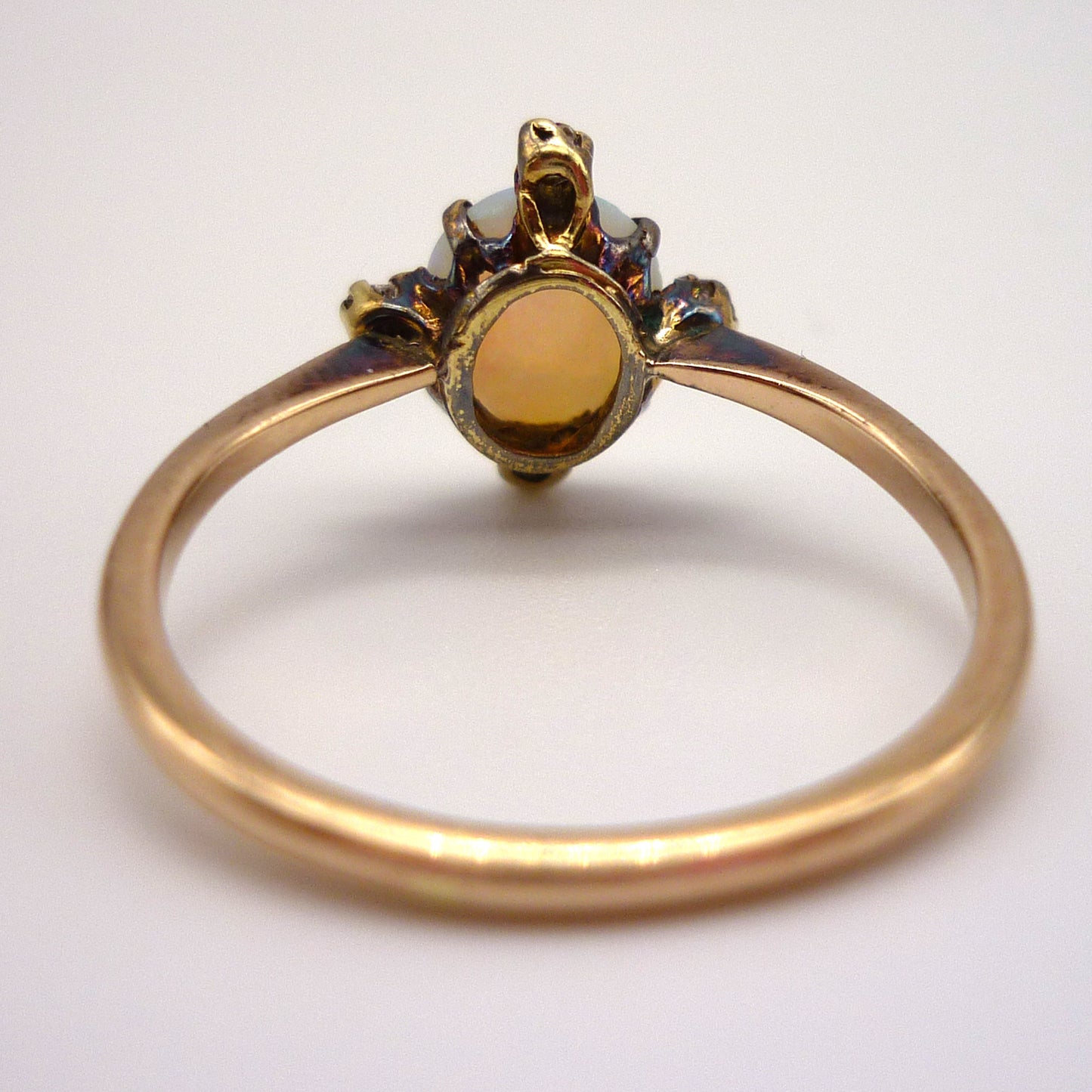Antique Opal & Diamond Compass Ring, Victorian Romance Dainty Gold Ring, North South East West