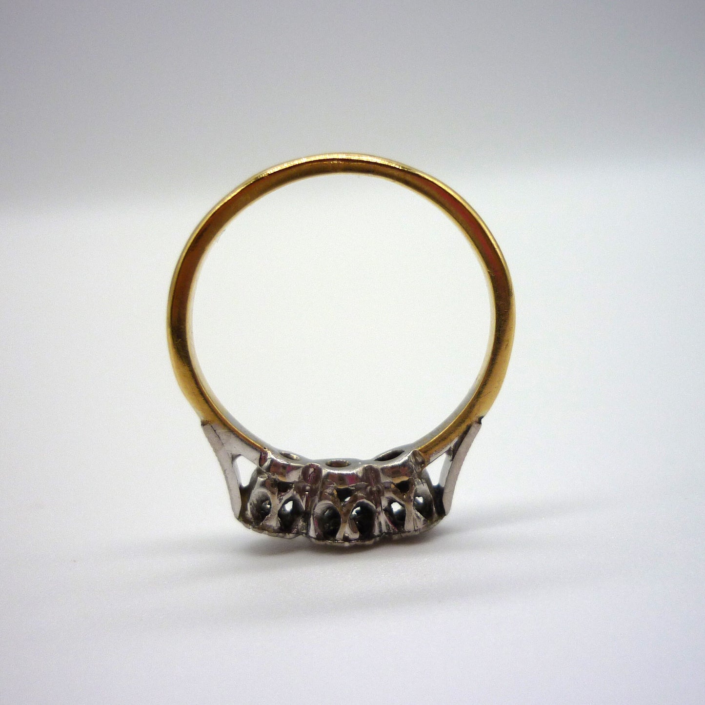 Vintage Art Deco Diamond Trilogy Ring: 18k Gold & Platinum, Size 5.75