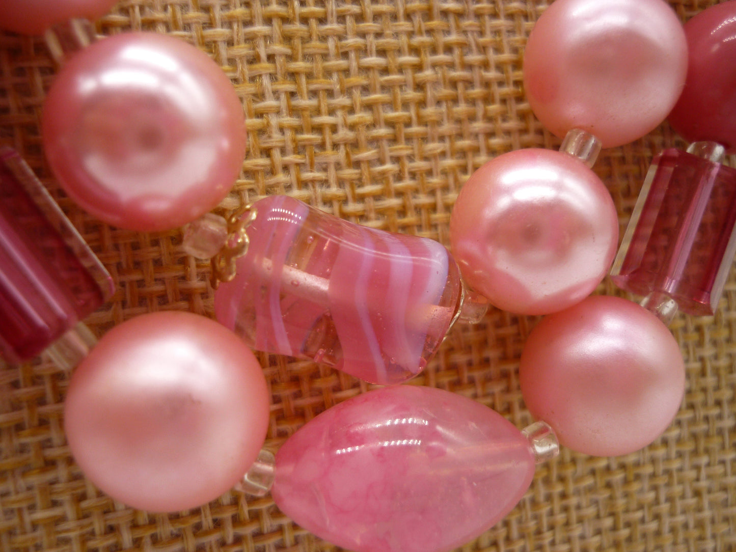 Fifties Pink Beaded Necklace