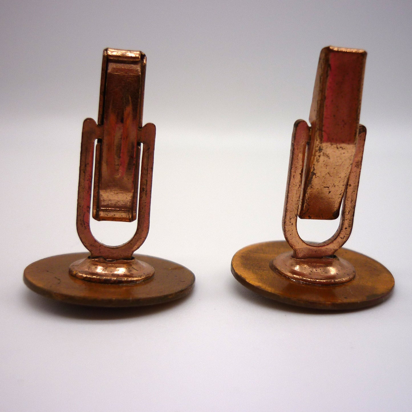 Vintage Enamel on Copper Cufflinks, Acrylic Pour, Rainbow Abstract Swirl