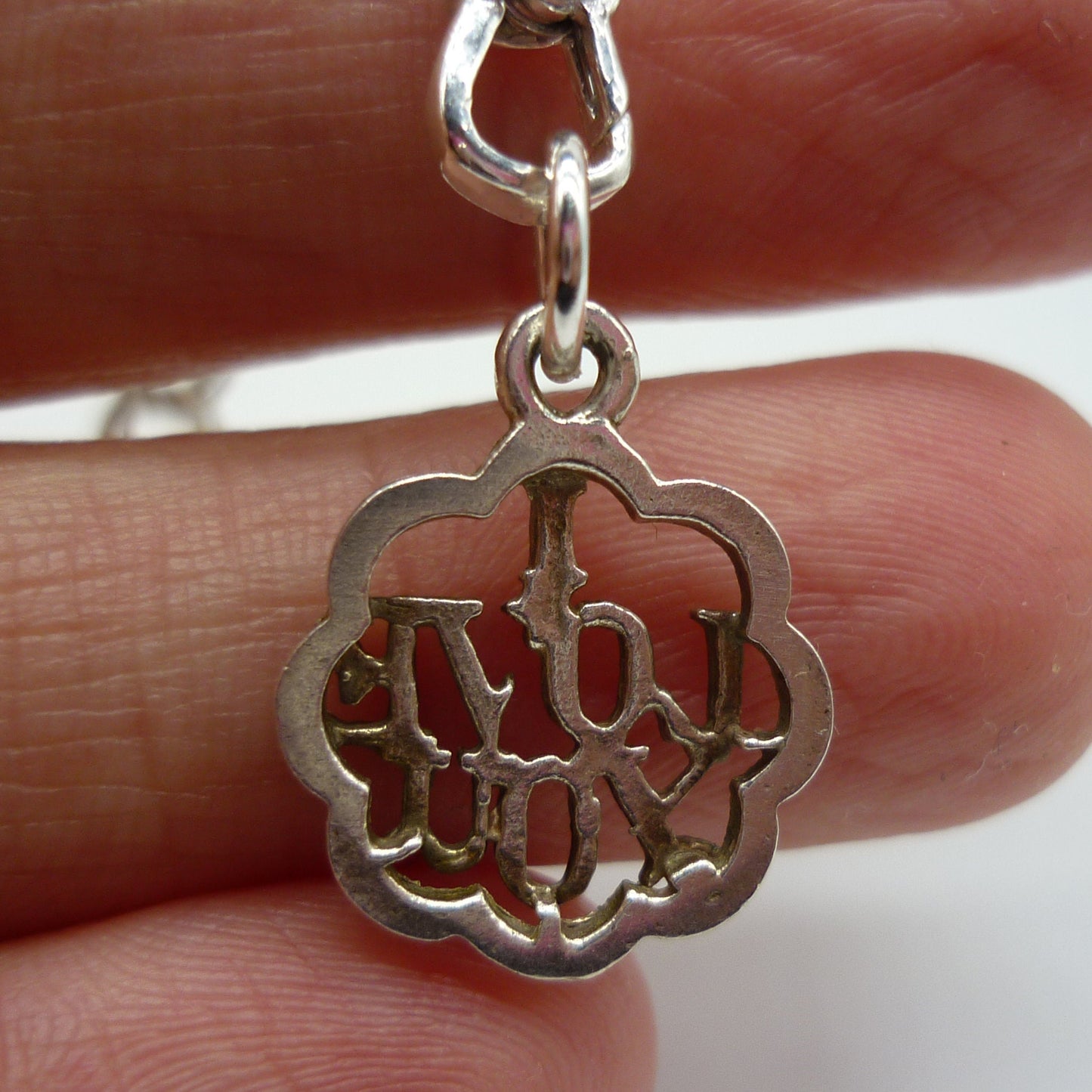 Vintage Sterling Silver 'I Love You' Charm Bracelet with Albert Fobs