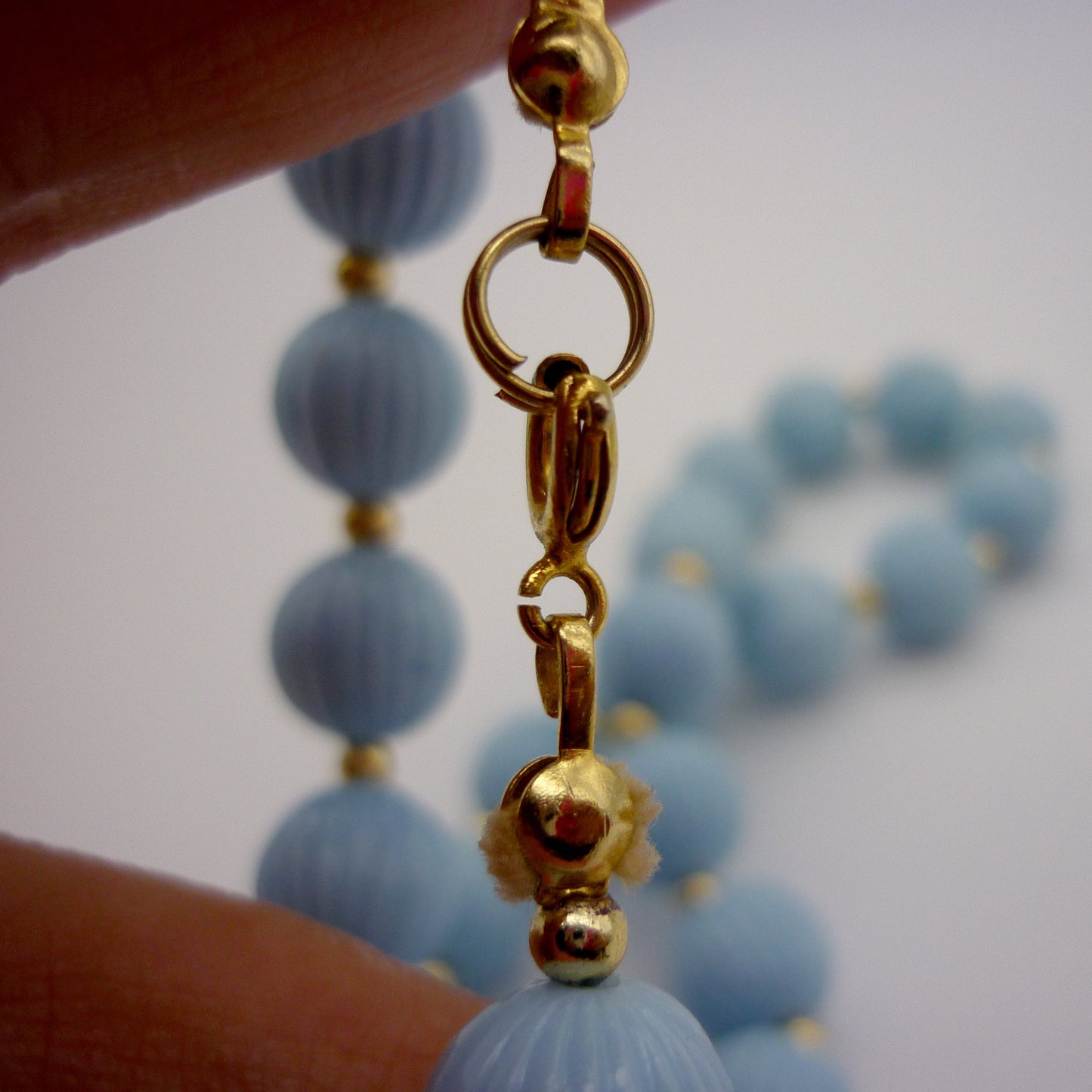 Vintage Pale Blue Plastic Bead Necklace