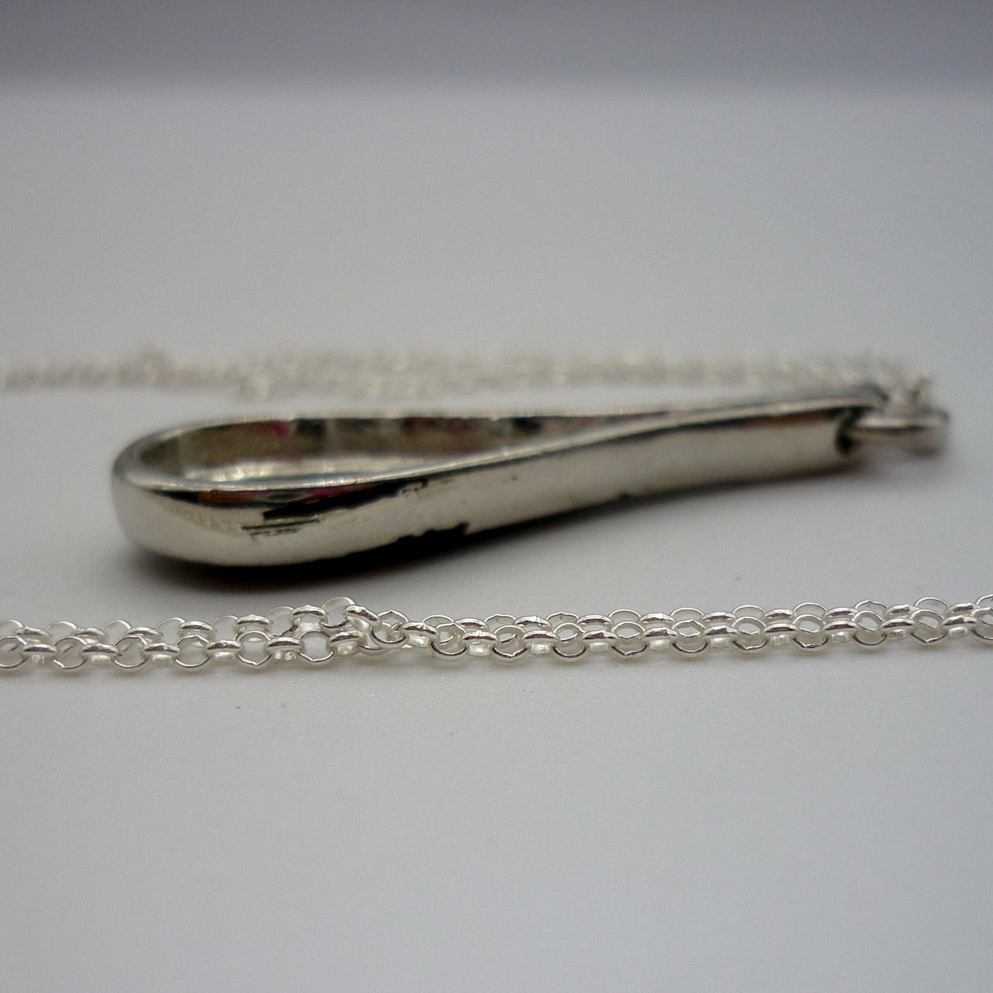 Vintage Black Teardrop Pendant on Dainty Silver Chain