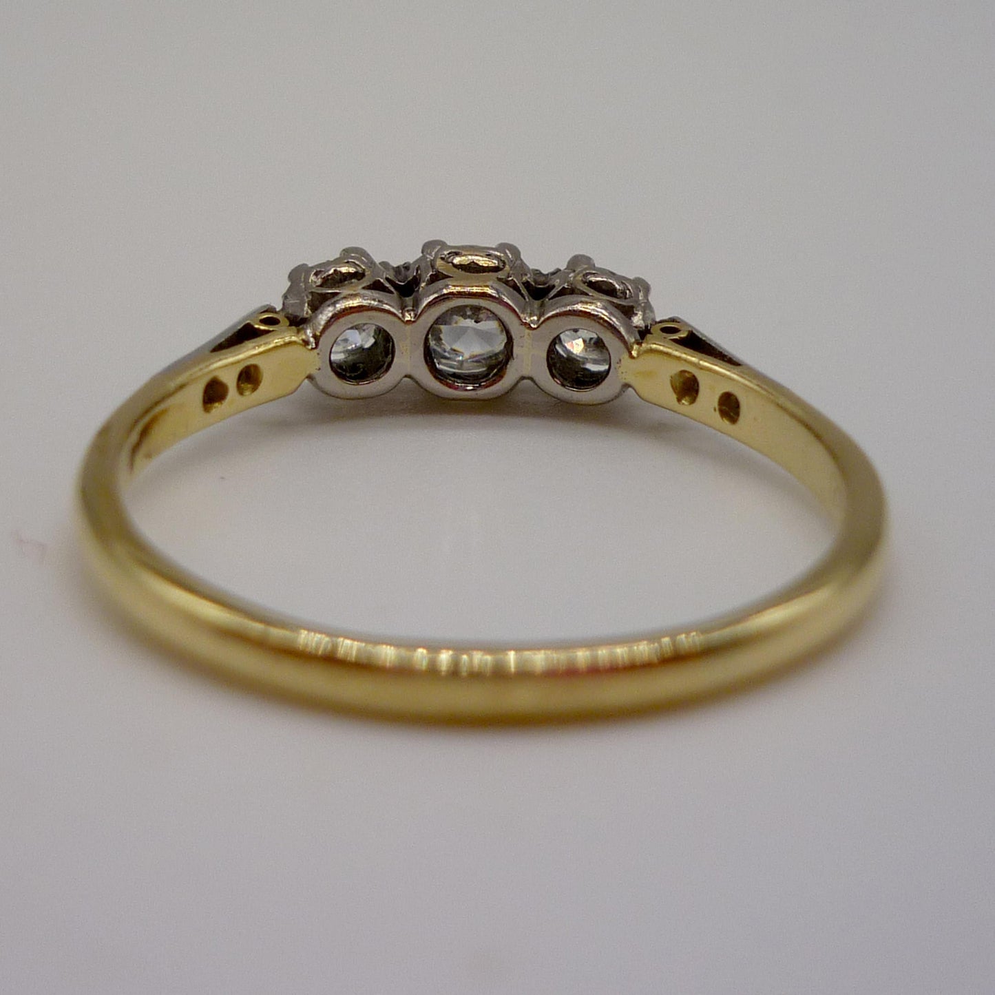 Antique Diamond Trilogy Ring, 18ct Gold & Platinum Art Deco 3 Stone Engagement Ring