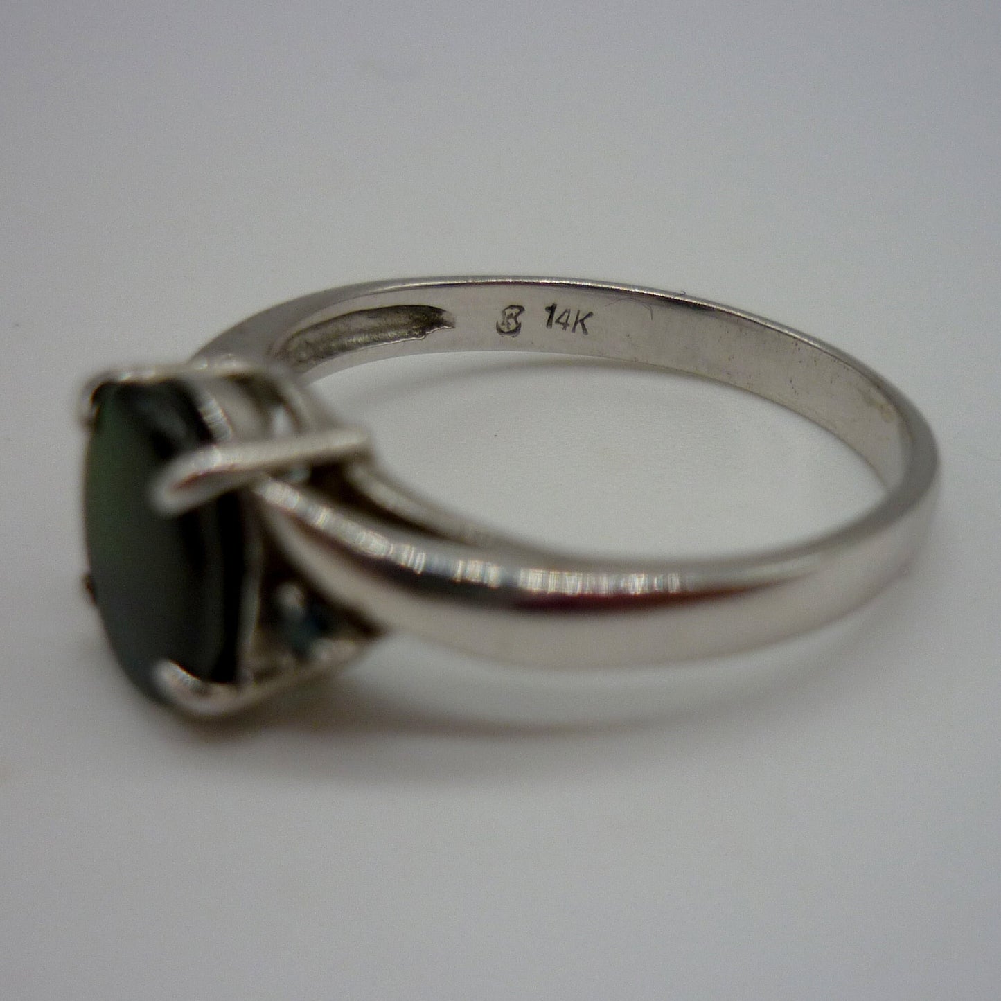 Vintage 14k White Gold Opal Triplet Ring Size 6.75