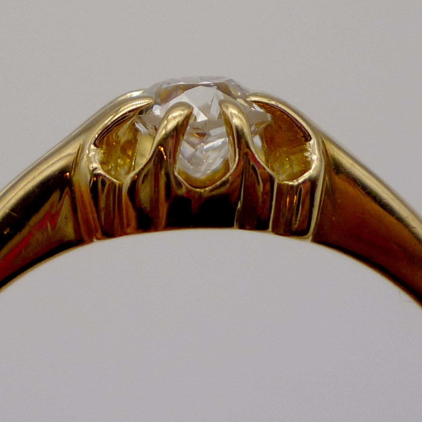 18k Gold 0.5ct Victorian Old Cut Diamond Ring, Large Antique Gold Band Size 9.75