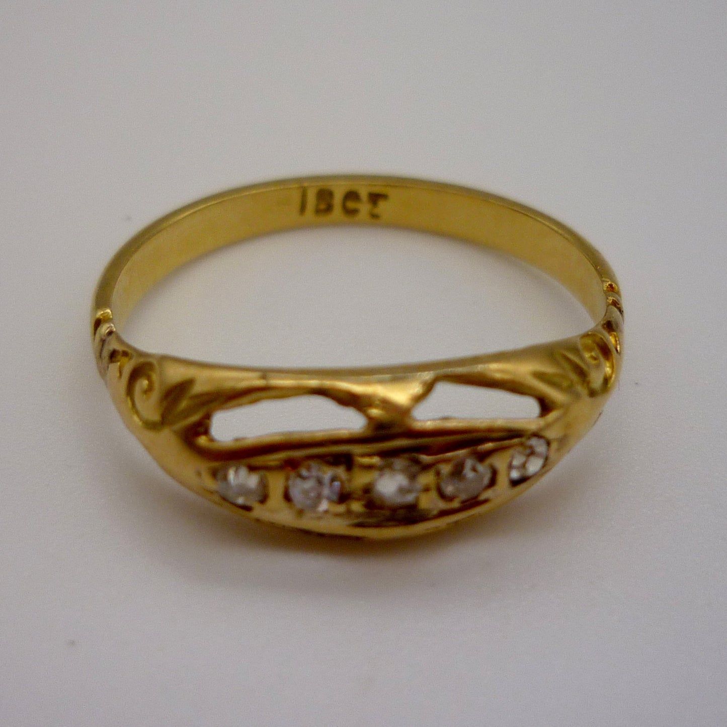 Victorian Wedding Band Size 6.25, Antique Old Cut Diamond Ring