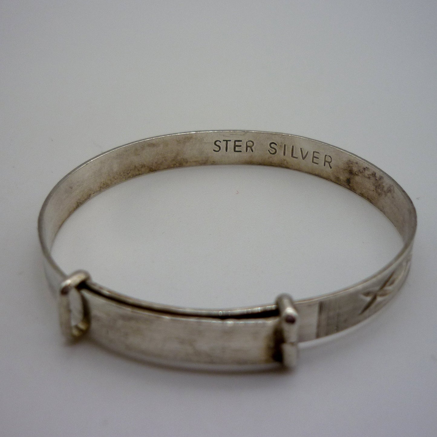 Vintage Sterling Silver Christening Bangle, Baptism Gift For Baby