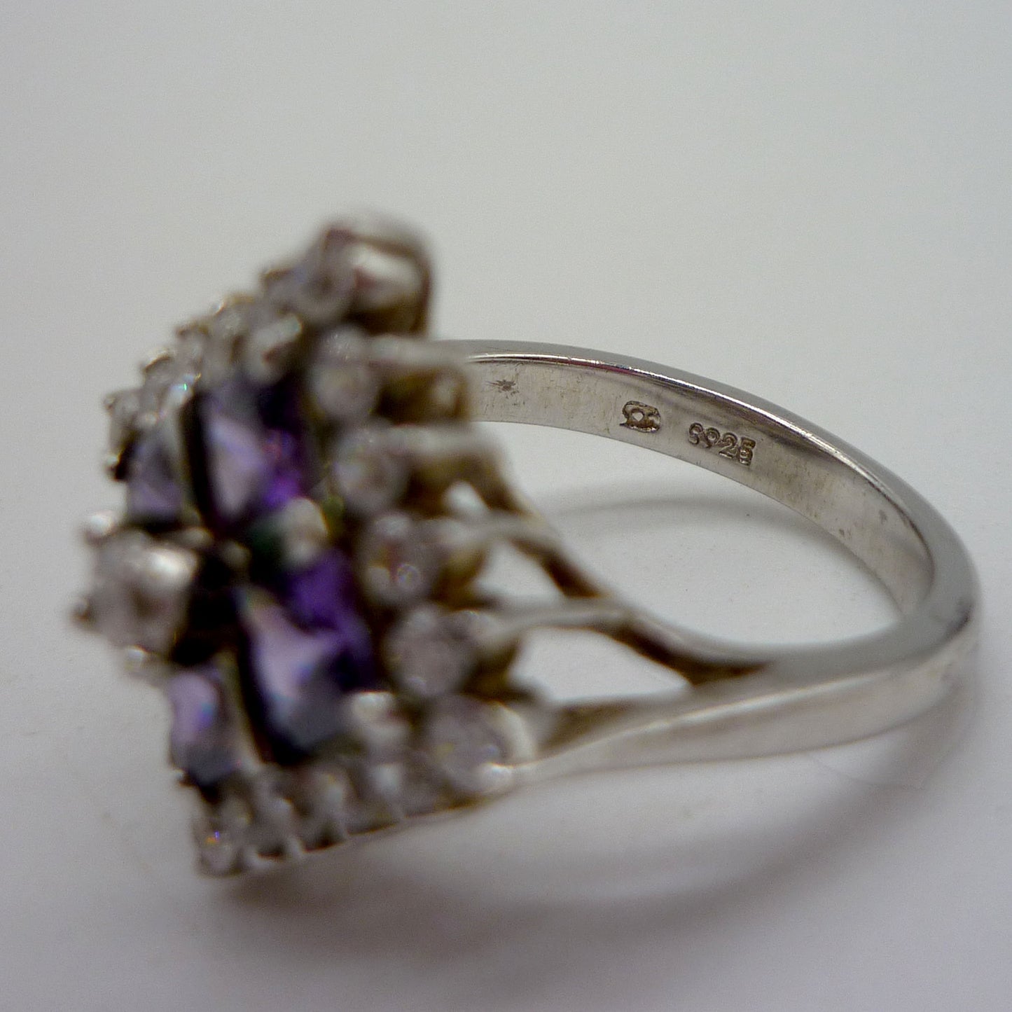 Purple CZ Sparkly Cocktail Ring Size 5.75