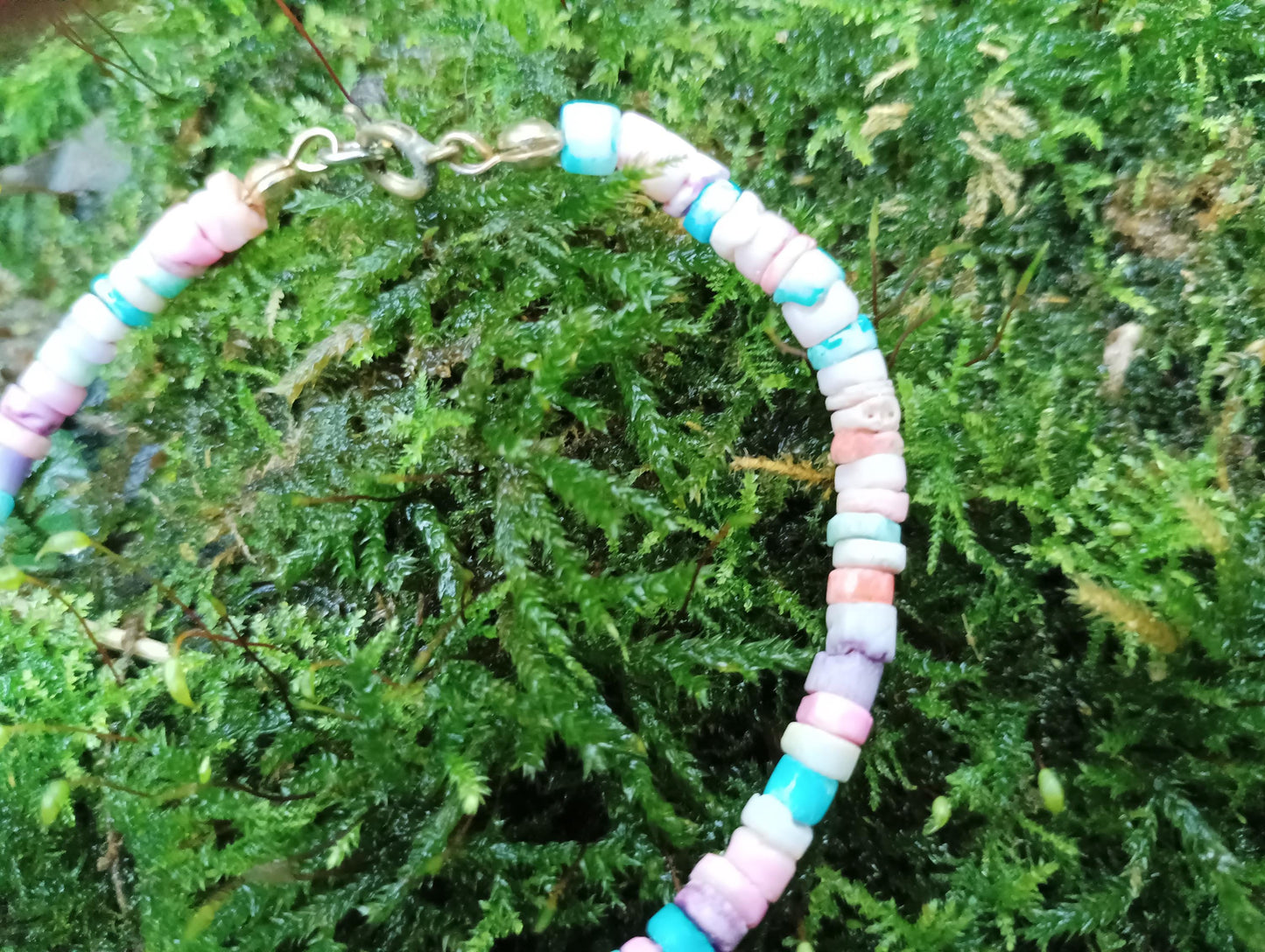 Pastel Beaded Bracelet: Vintage Heishi Style, Surfer Jewelry