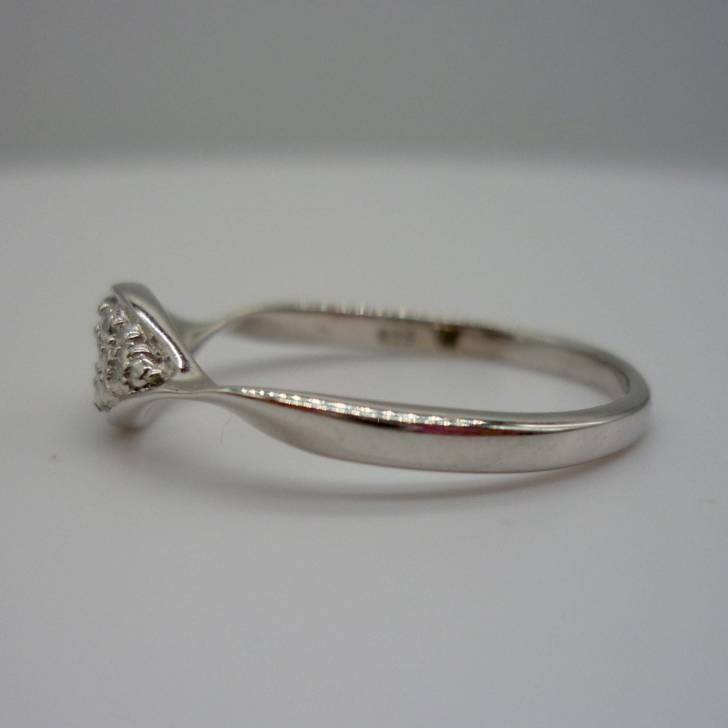 Dainty Silver Crossover Ring with Diamonds - Size 7