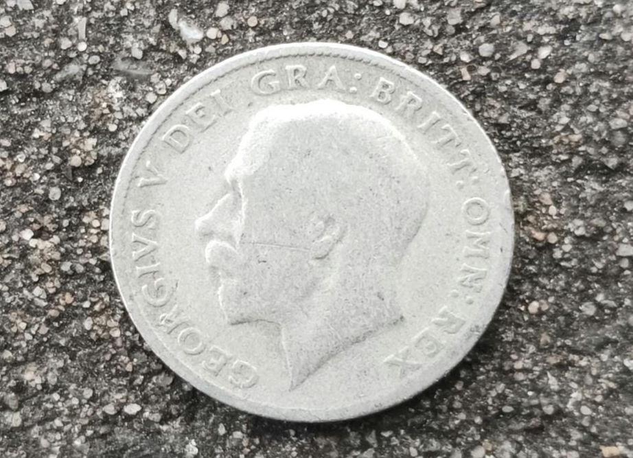1921 Silver Sixpence Coin - King George V - British Currency