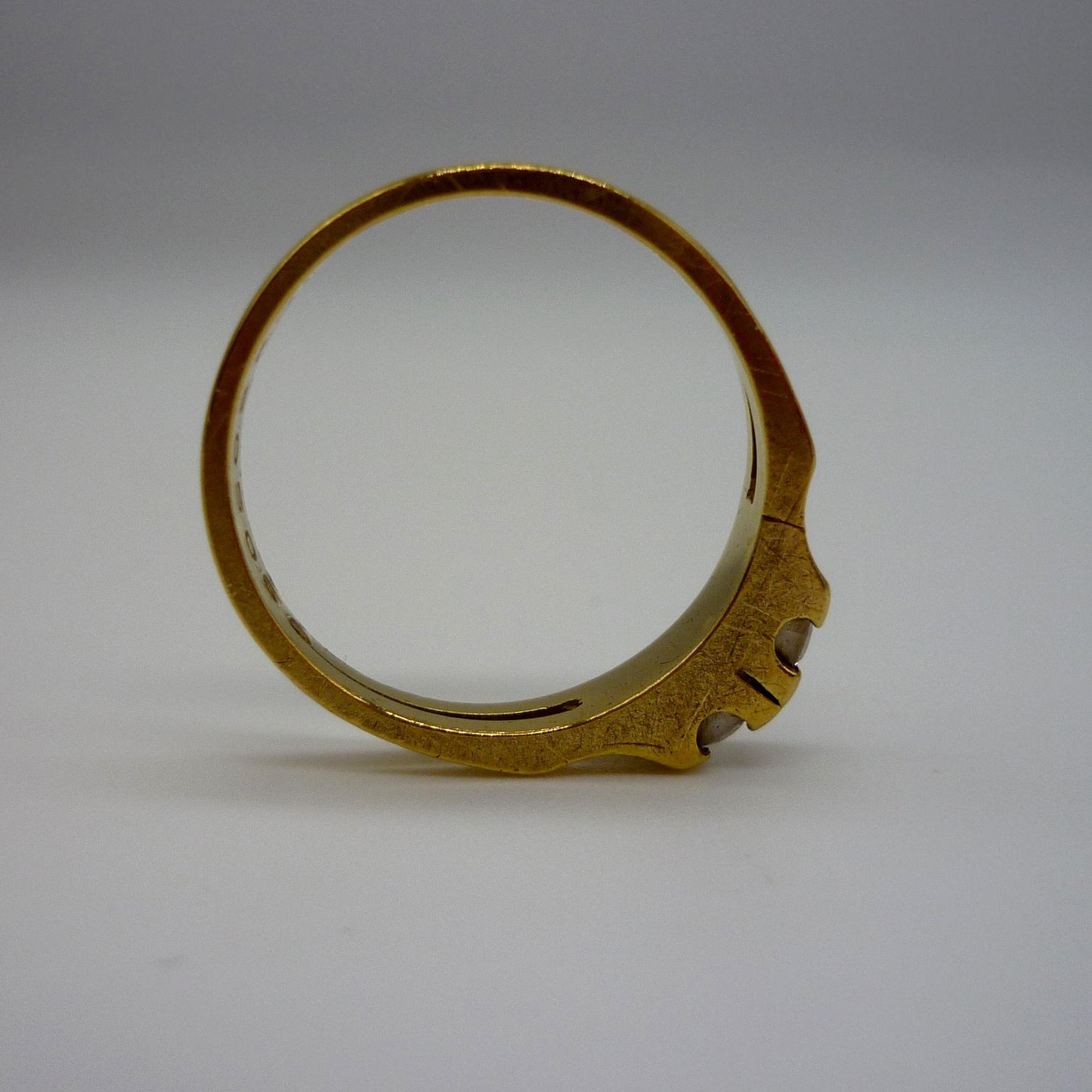 Vintage 18k Diamond Ring, Toi et Moi 2 Stone Split Shank Band Size 6.75