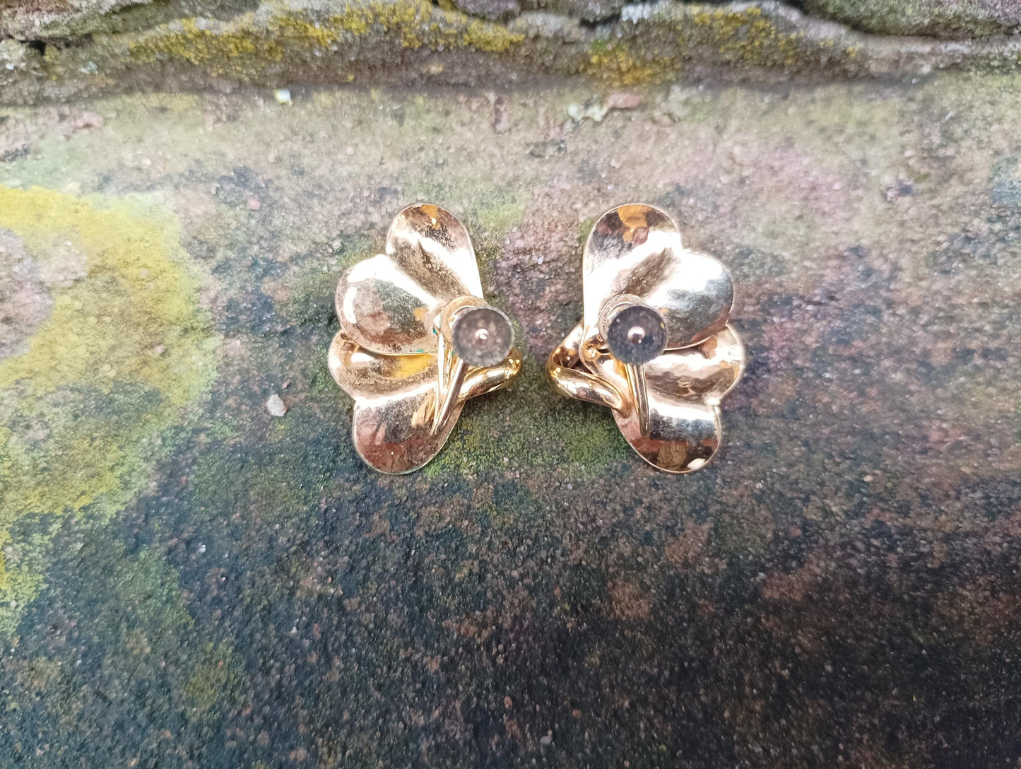 Vintage Forstner 12k Gold Filled Earrings: Heart Petal Screw Back Design