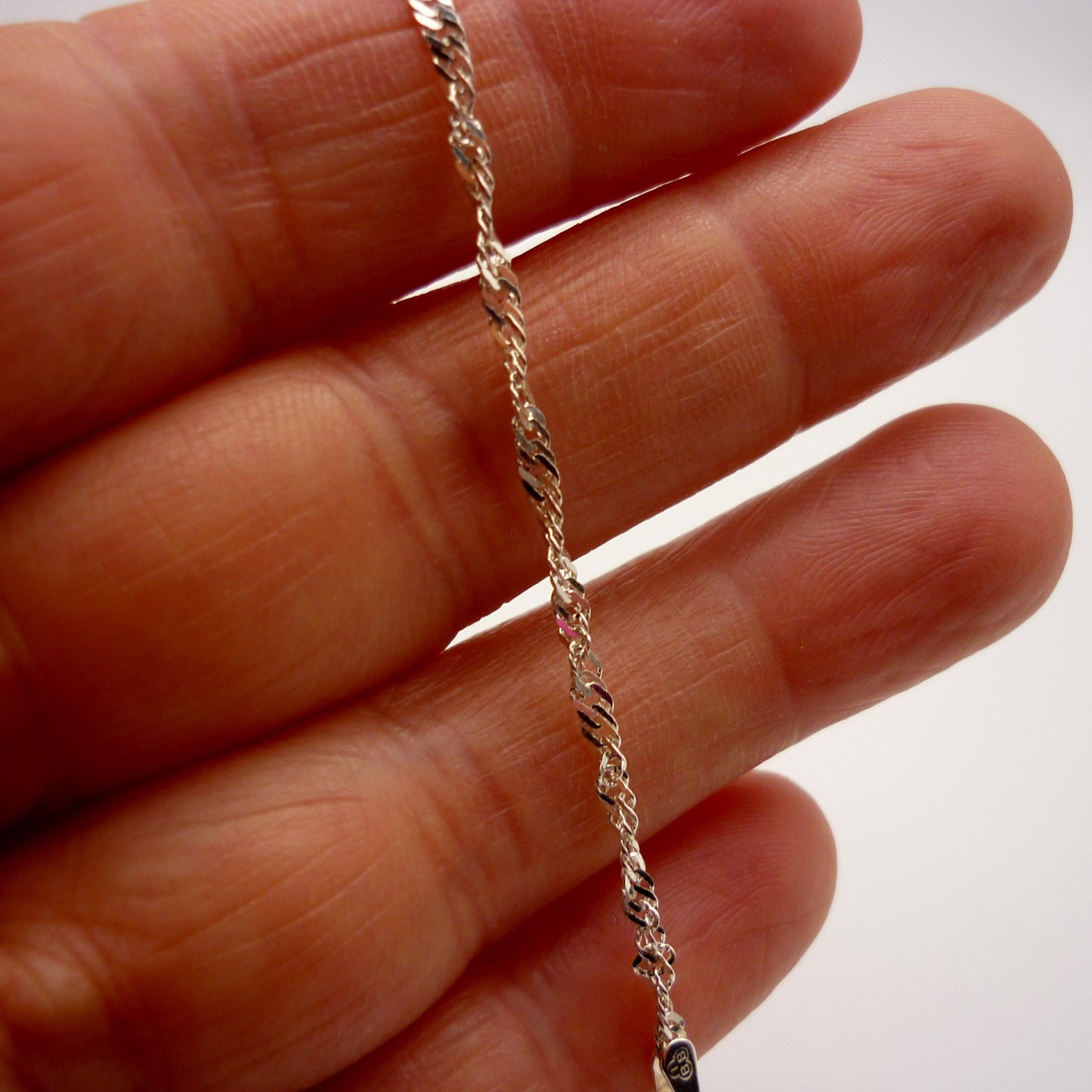 Sterling Silver Singapore Chain Bracelet, Twisted Curb Chain