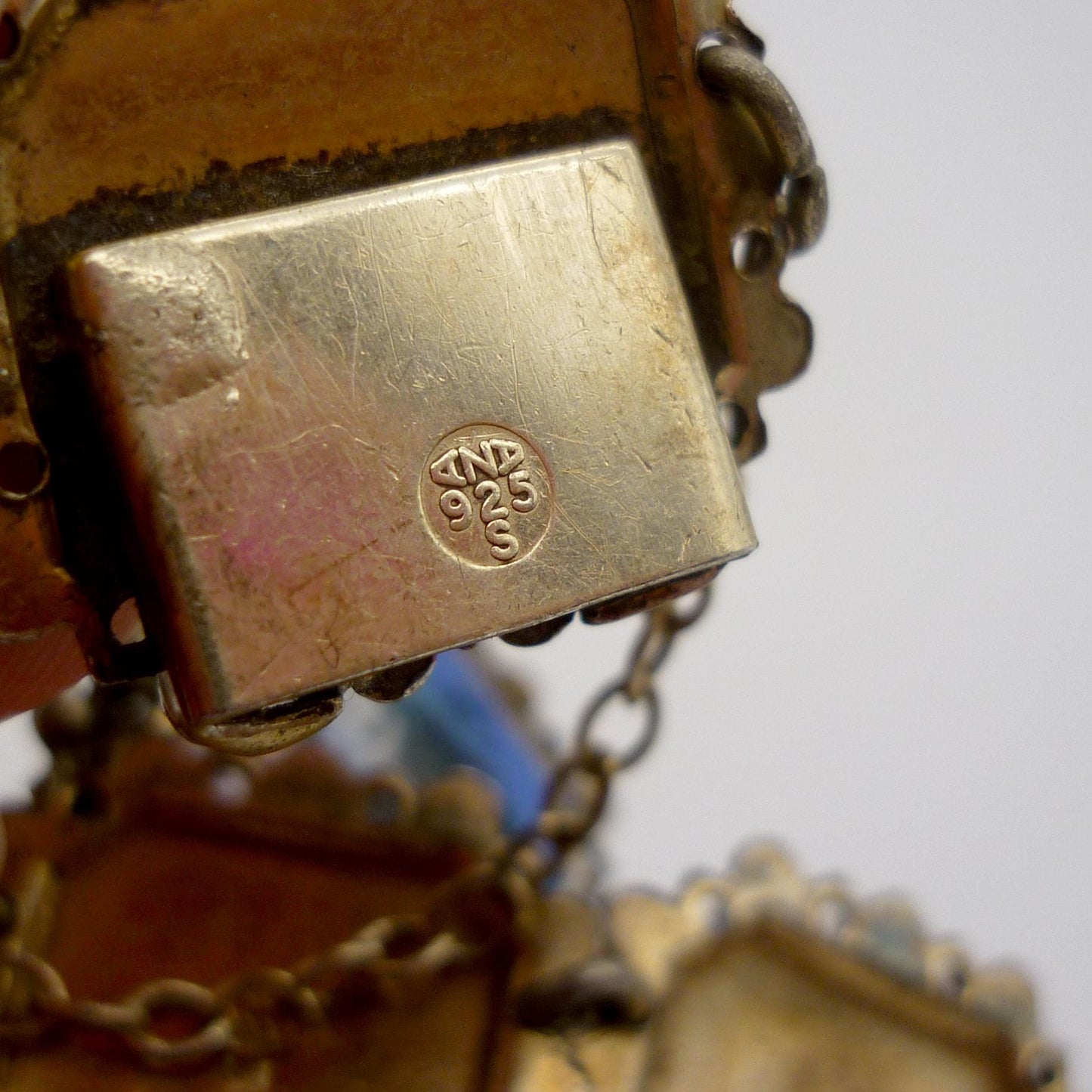 Vintage Norwegian Guilloche Enamel on Silver Miniature Painting Bracelet by Arne Nordlie