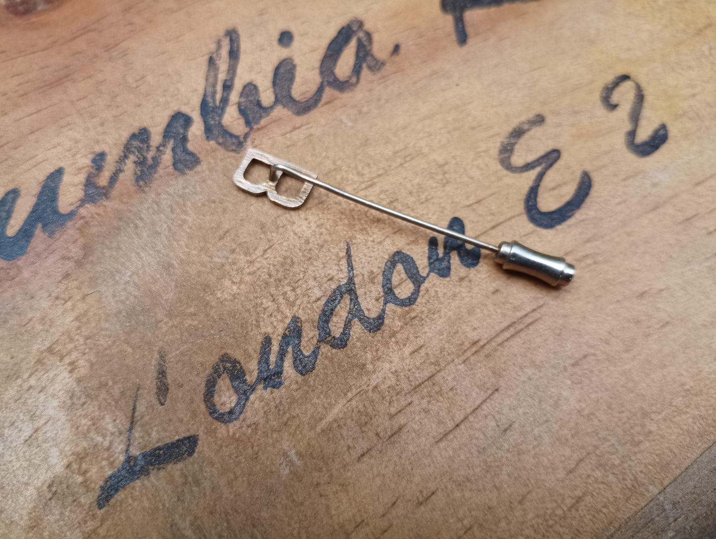 Vintage Silver Letter B Stick Pin: Initial Lapel Brooch