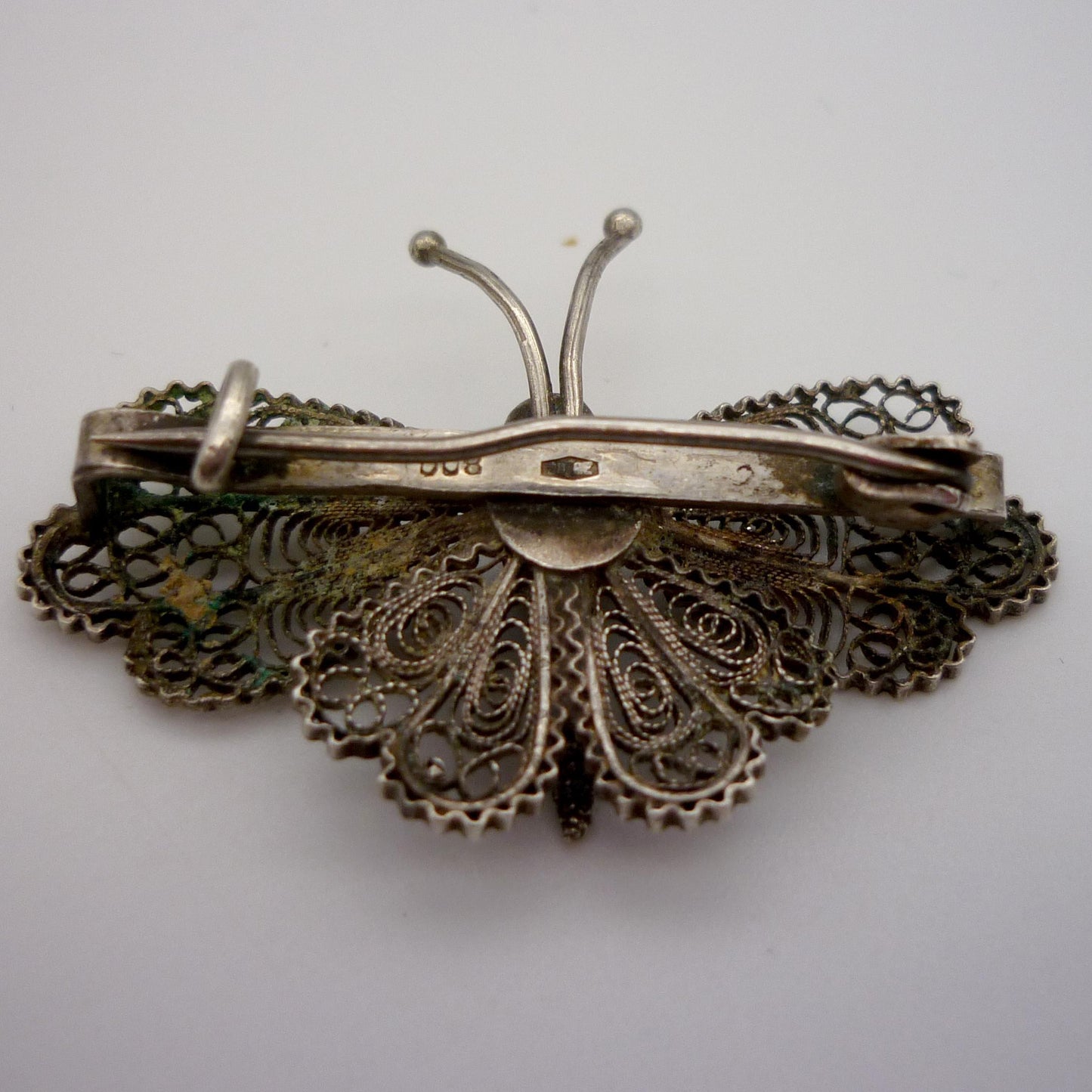 Antique Filigree Butterfly Brooch: Art Nouveau Silver Pin