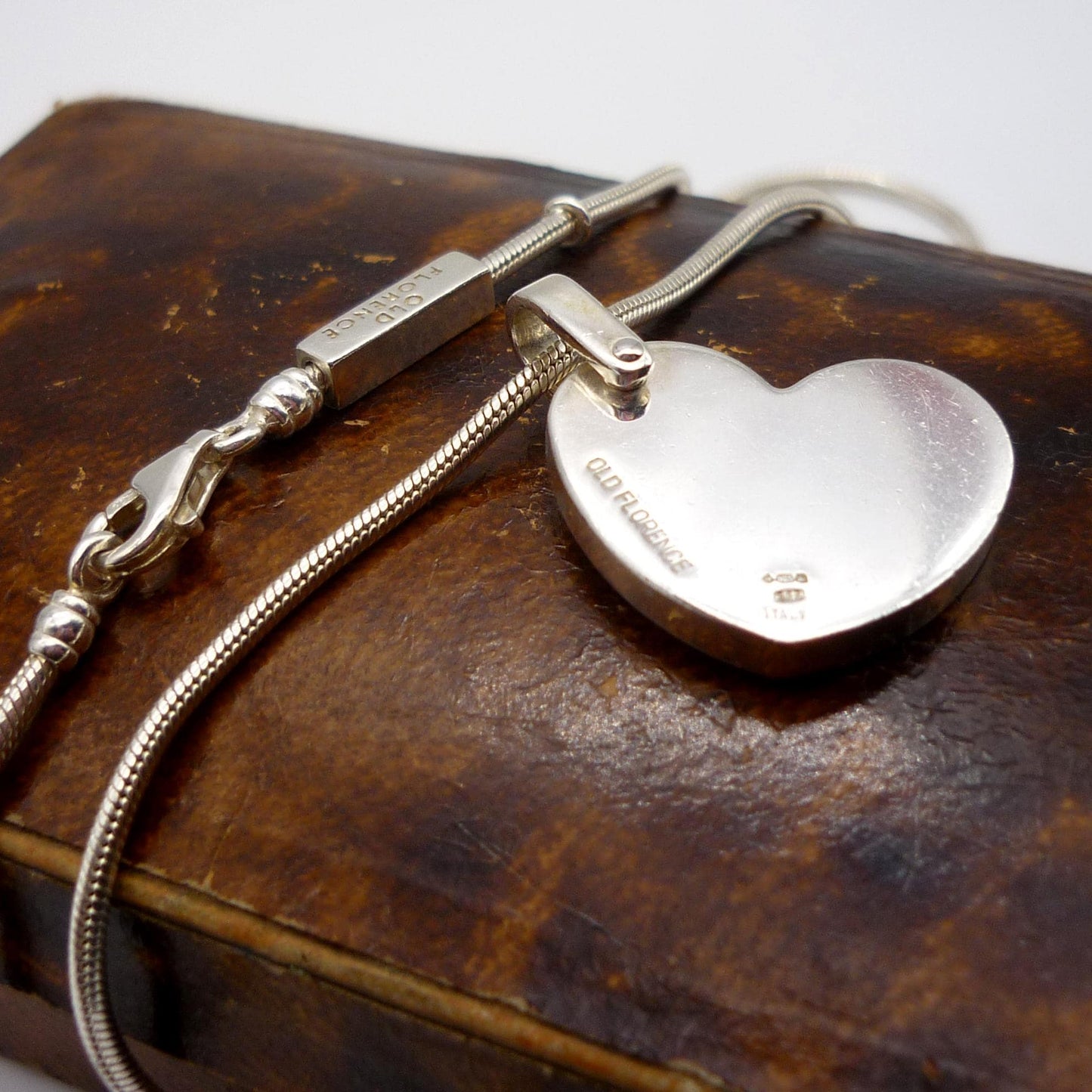 Old Florence Sterling Silver Heart Pendant on Chain