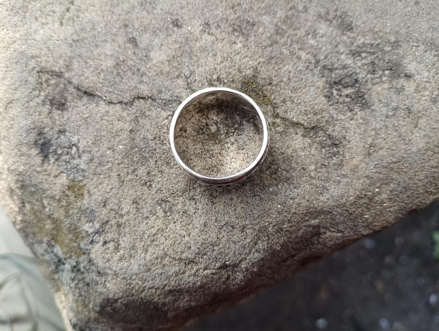 Vintage Two Tone Spinner Ring: 'Chris' Name, CZ Stones, Size US 8.75