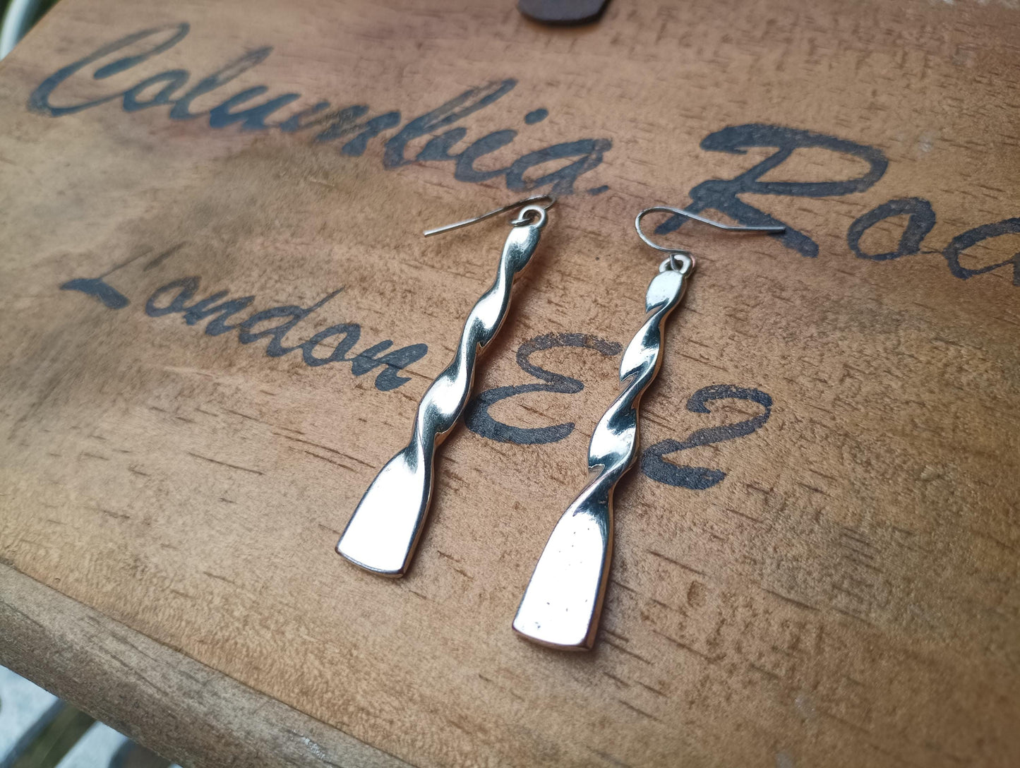 Vintage Silver Plated Twist Twirl Dangle Earrings