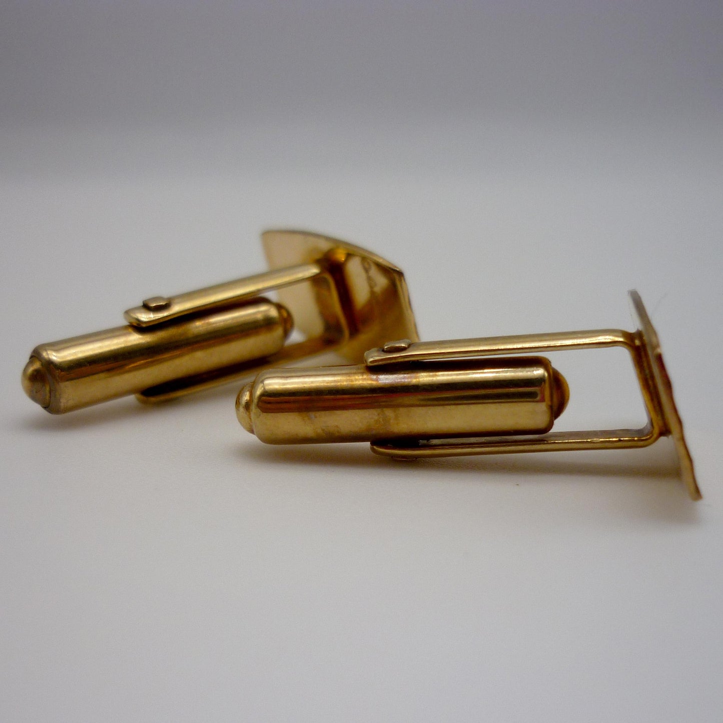 Engine Turned Solid 9k Gold Cufflinks, Vintage London 1965 Fred Manshaw Cuff Links