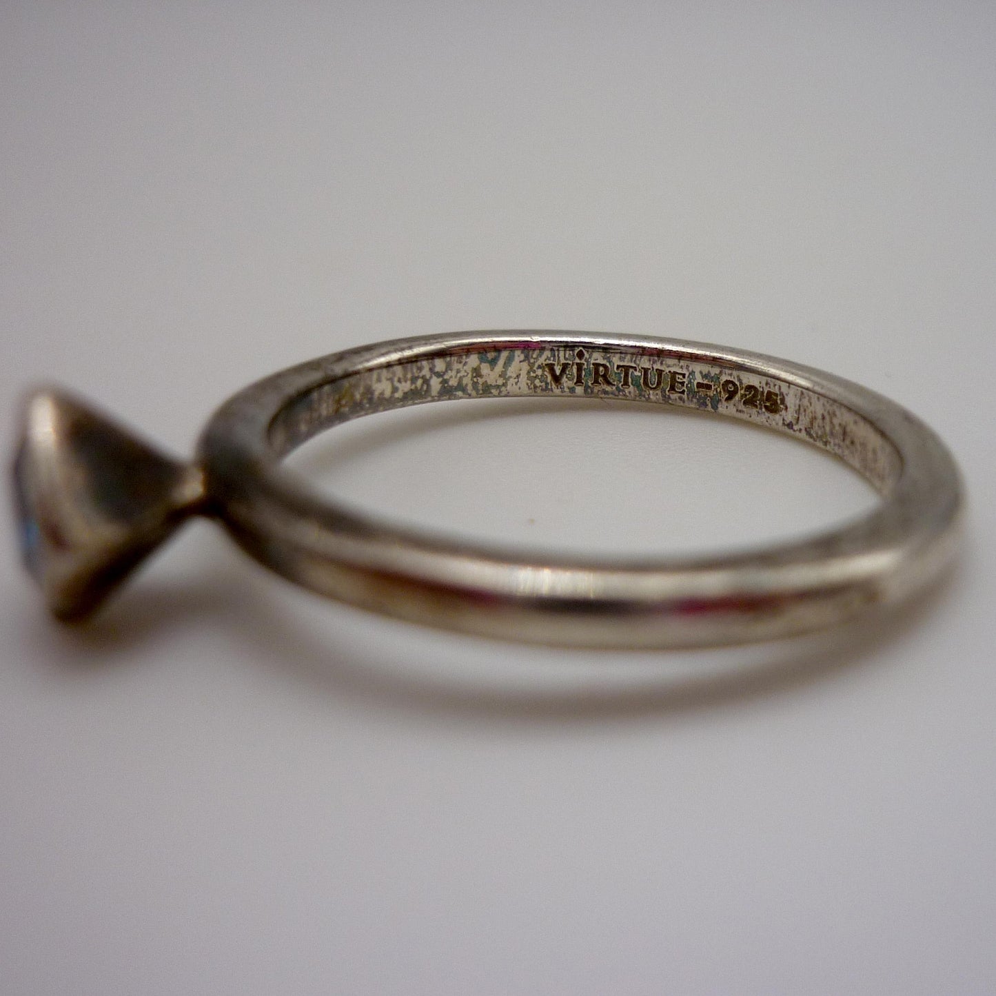 Vintage Silver Ring Set With Small Blue Stone