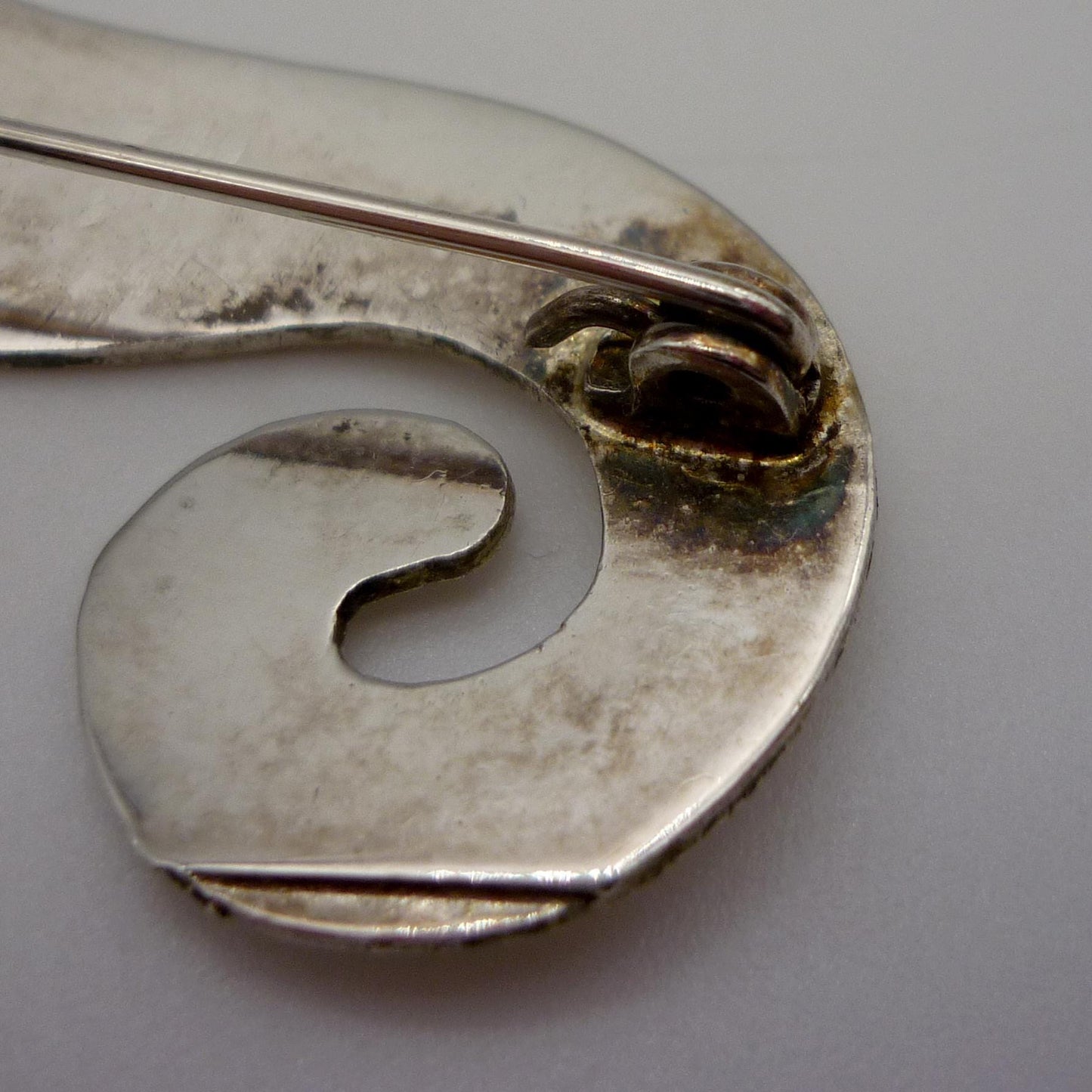 Vintage Abalone & Alpaca Silver Seahorse Brooch