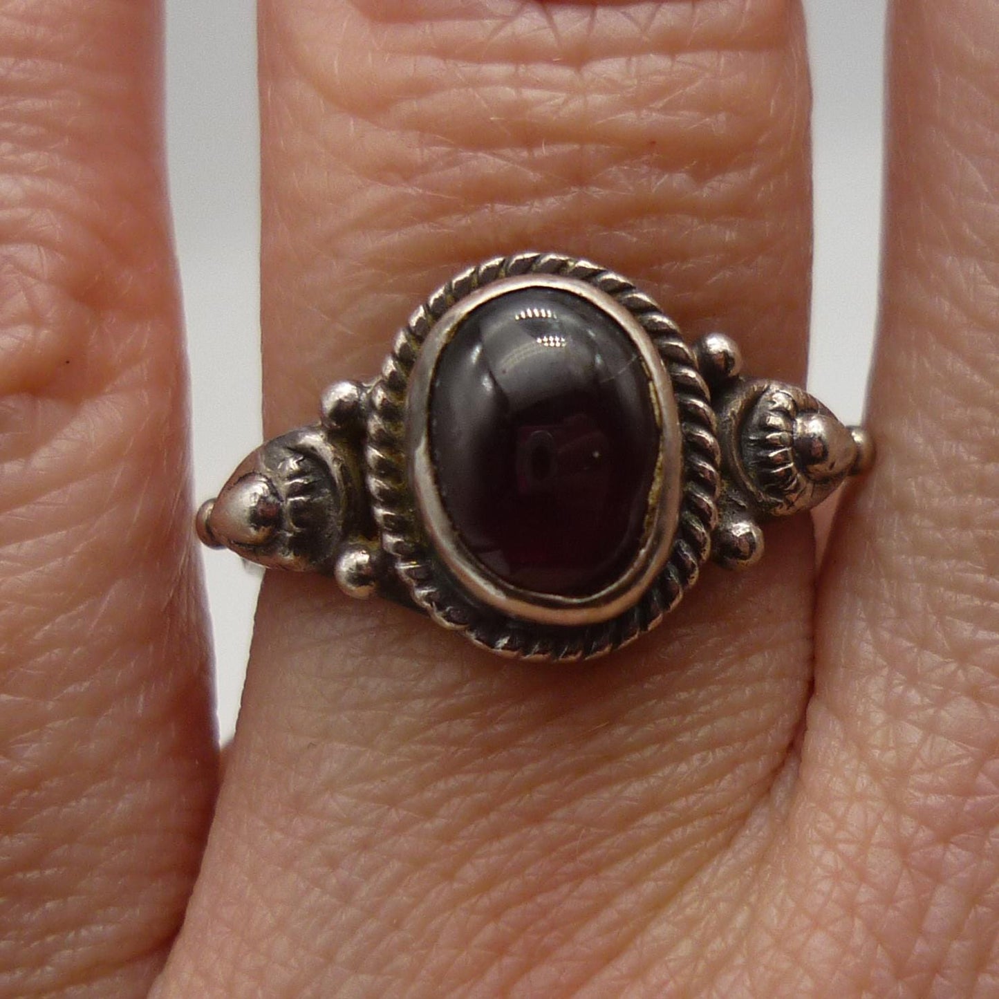 Vintage Silver Rhodolite Ring Size 6