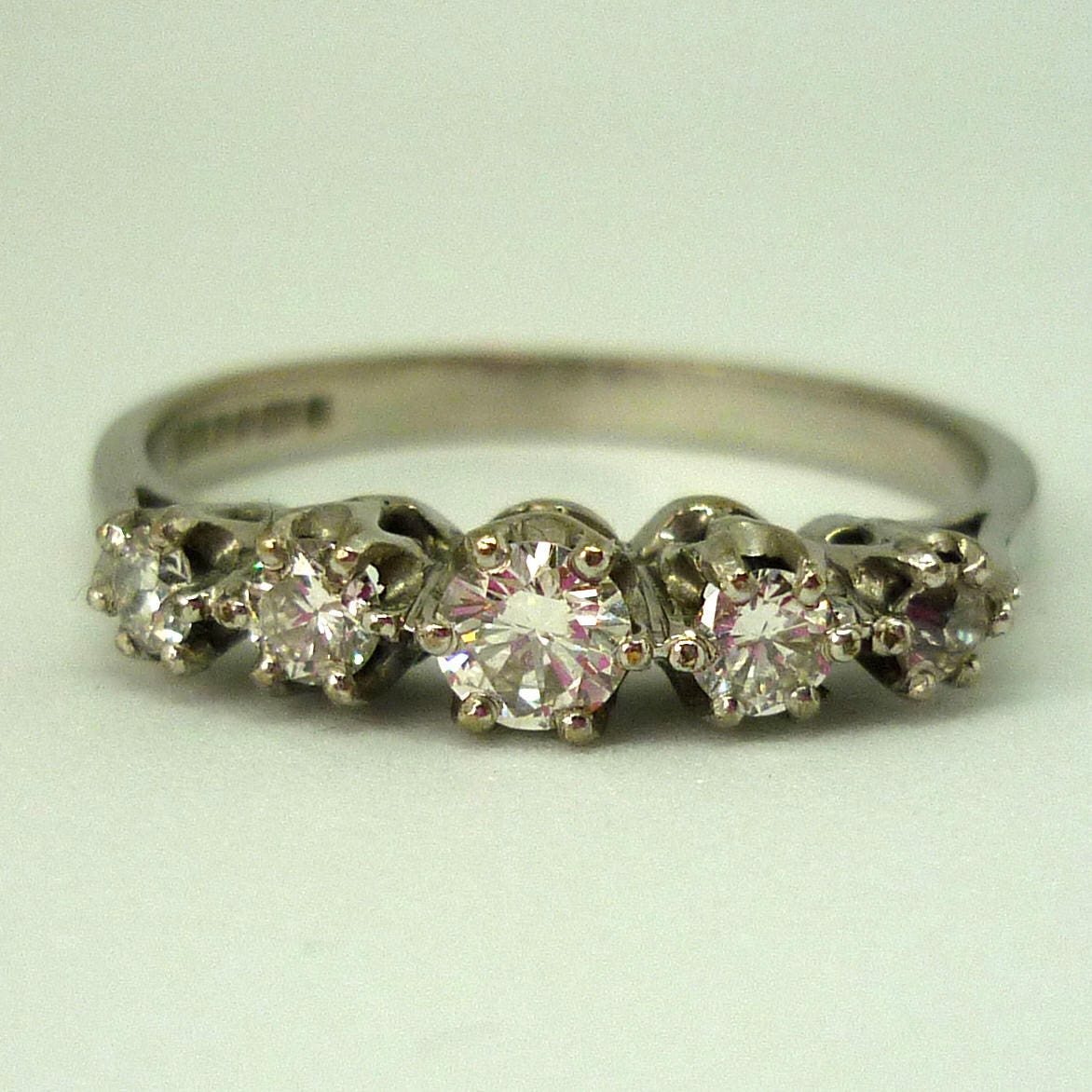 Vintage 18K White Gold Diamond Wedding Band - UK Size R/S, US Size 9