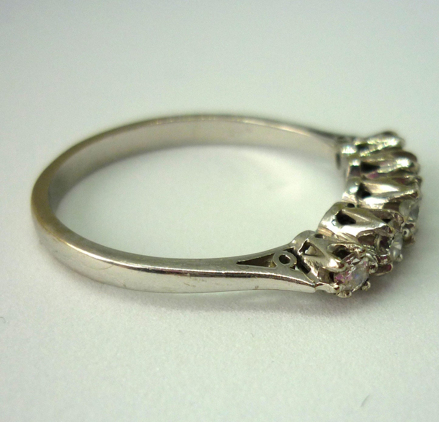 Vintage 18K White Gold Diamond Wedding Band - UK Size R/S, US Size 9