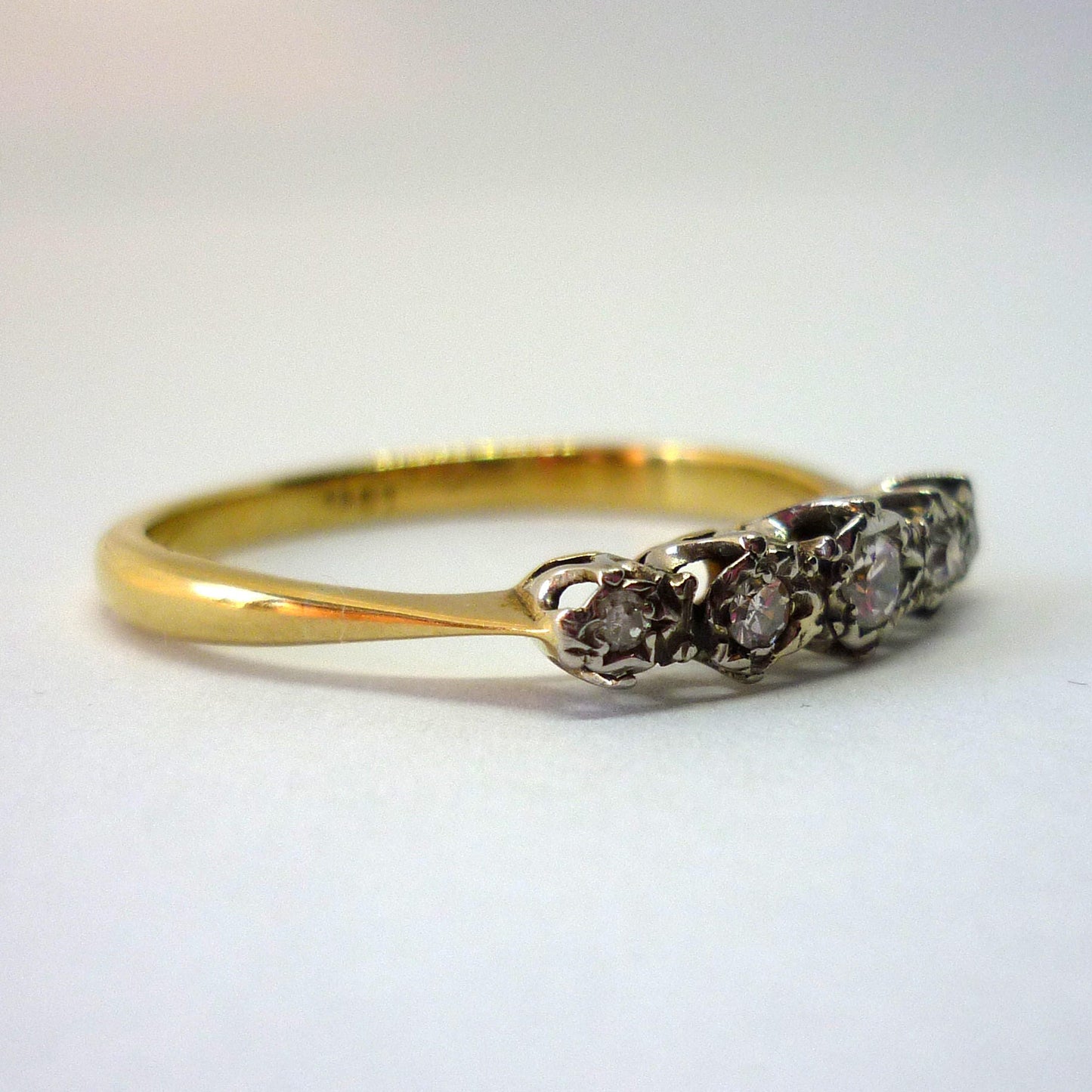 Five Stone Diamond Ring, Half Eternity Wedding Band Size 9