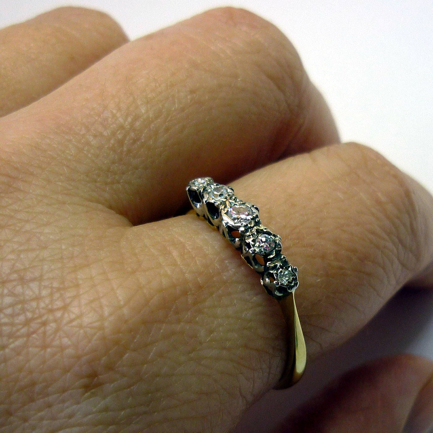 Five Stone Diamond Ring, Half Eternity Wedding Band Size 9