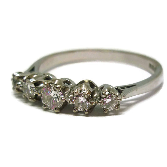 Vintage 18K White Gold Diamond Wedding Band - UK Size R/S, US Size 9