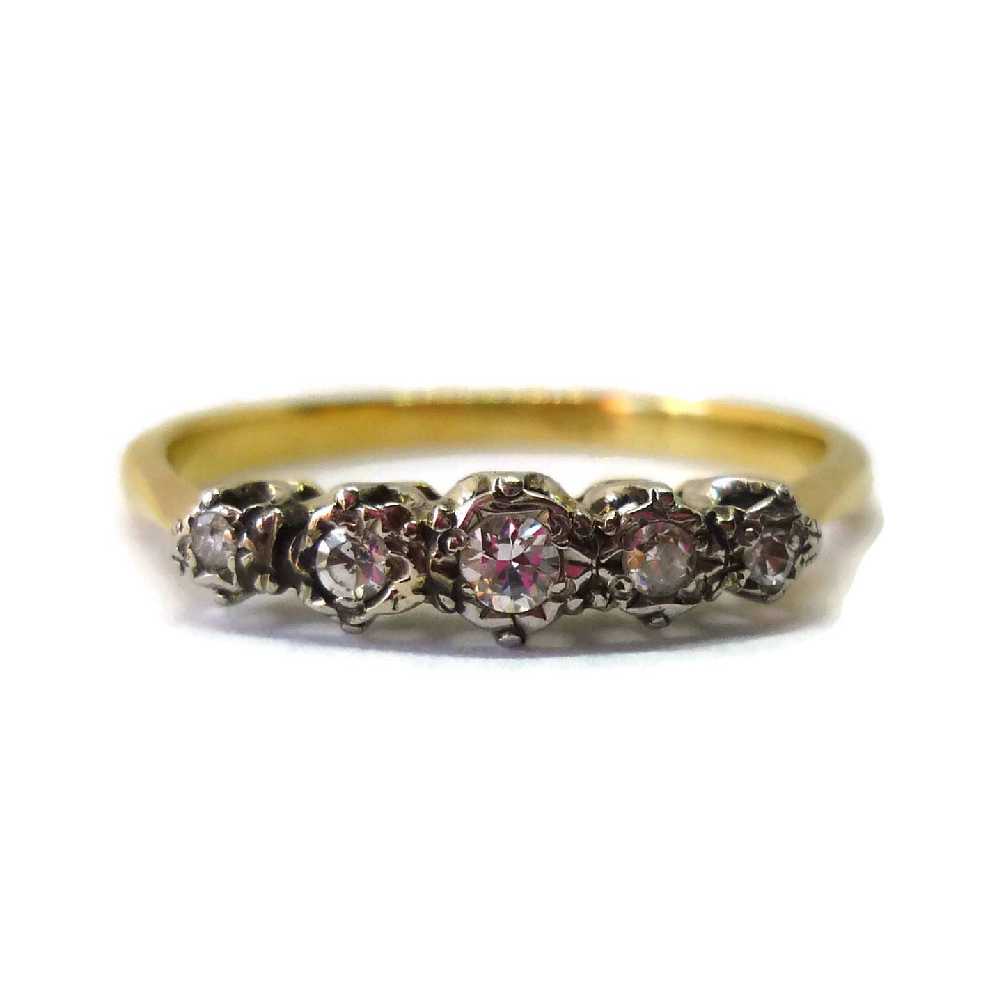 Five Stone Diamond Ring, Half Eternity Wedding Band Size 9