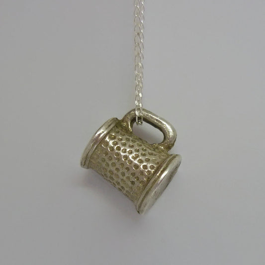 Silver Tankard Charm Necklace, Women's Beer Mug Gift, Drinking Gifts for Her