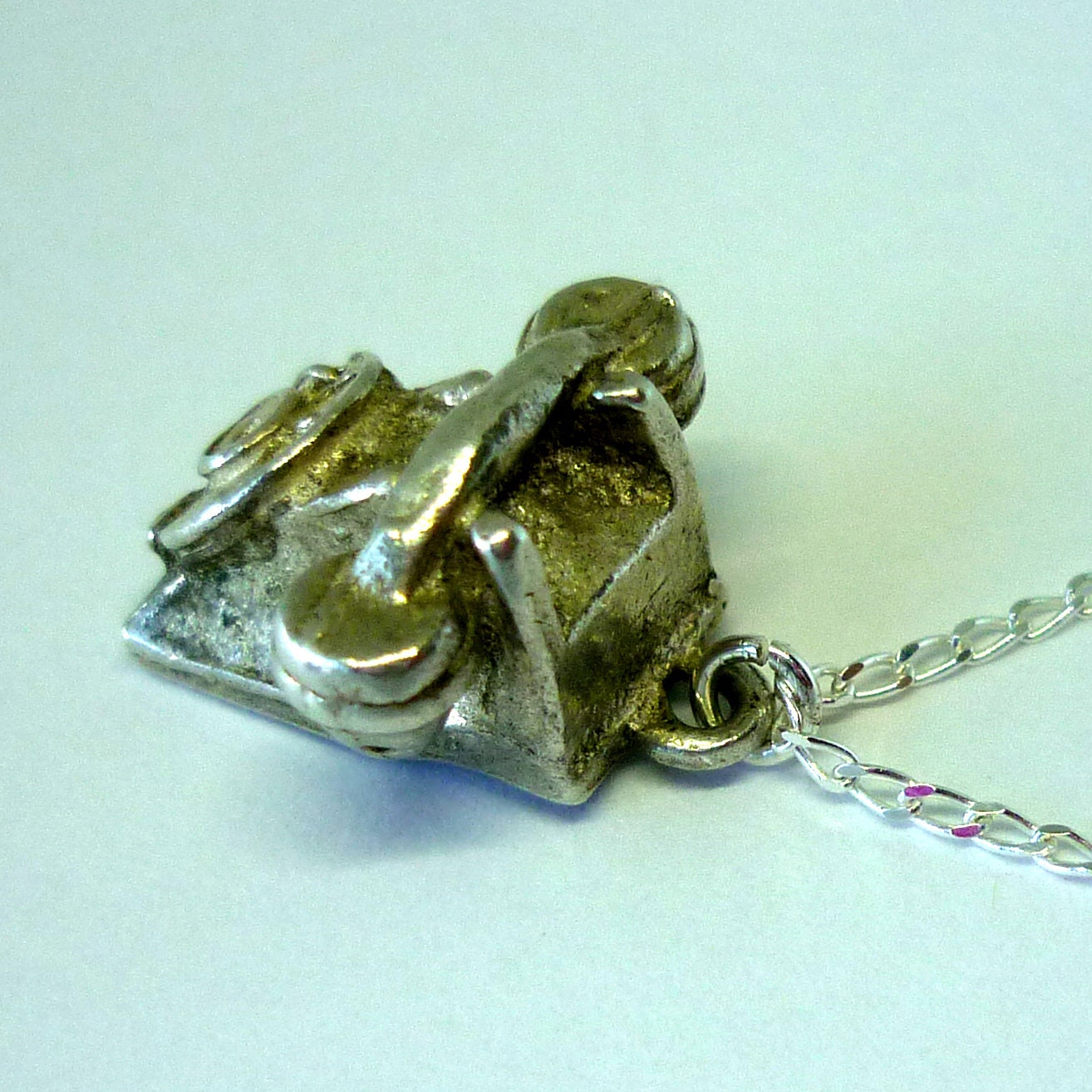 Silver Telephone Charm Necklace