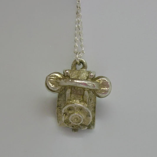 Silver Telephone Charm Necklace
