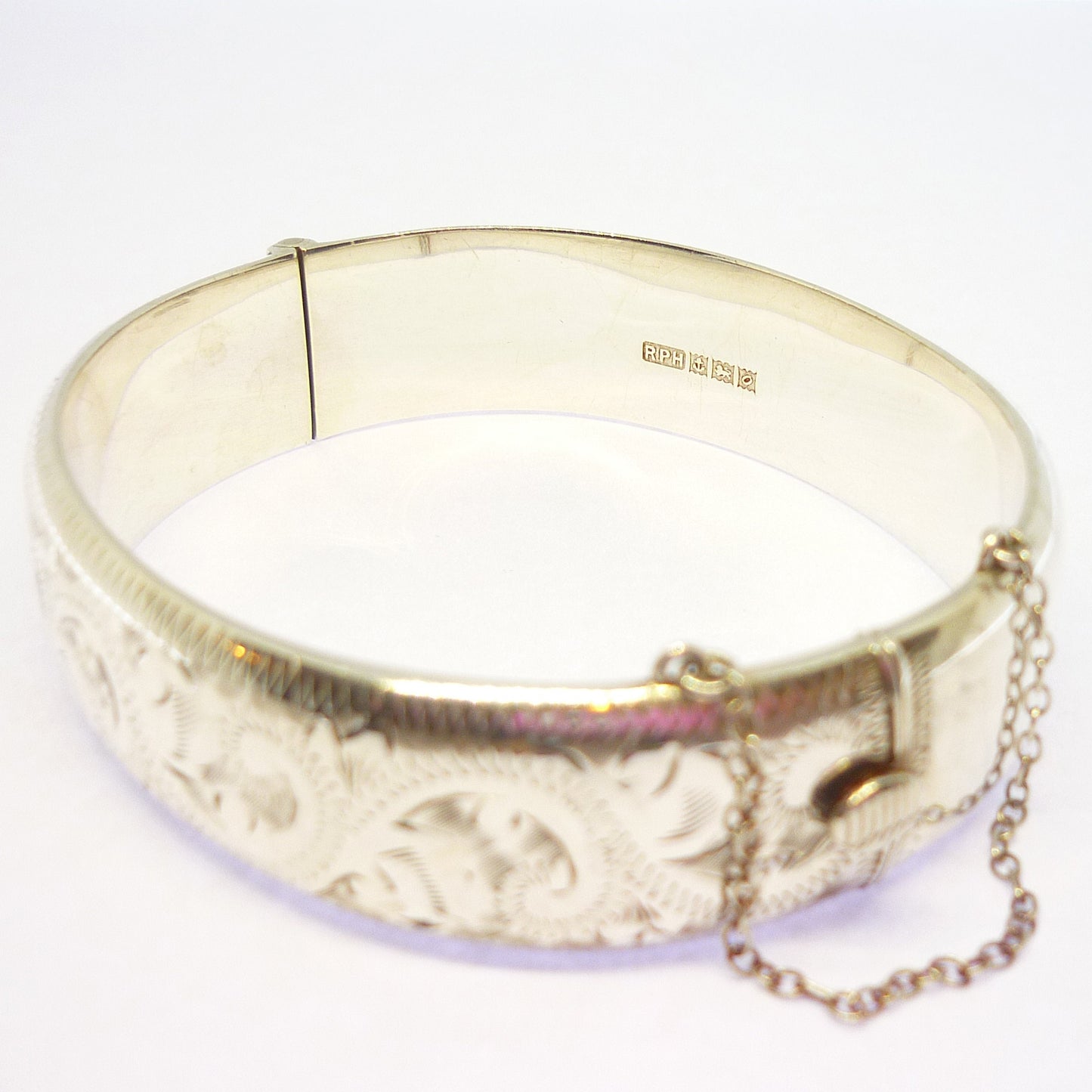 Victorian Revival Bracelet, Hinged Silver Bangle, Engraved Cuff Bracelet, Sixties Boho Hippie Jewelry Women
