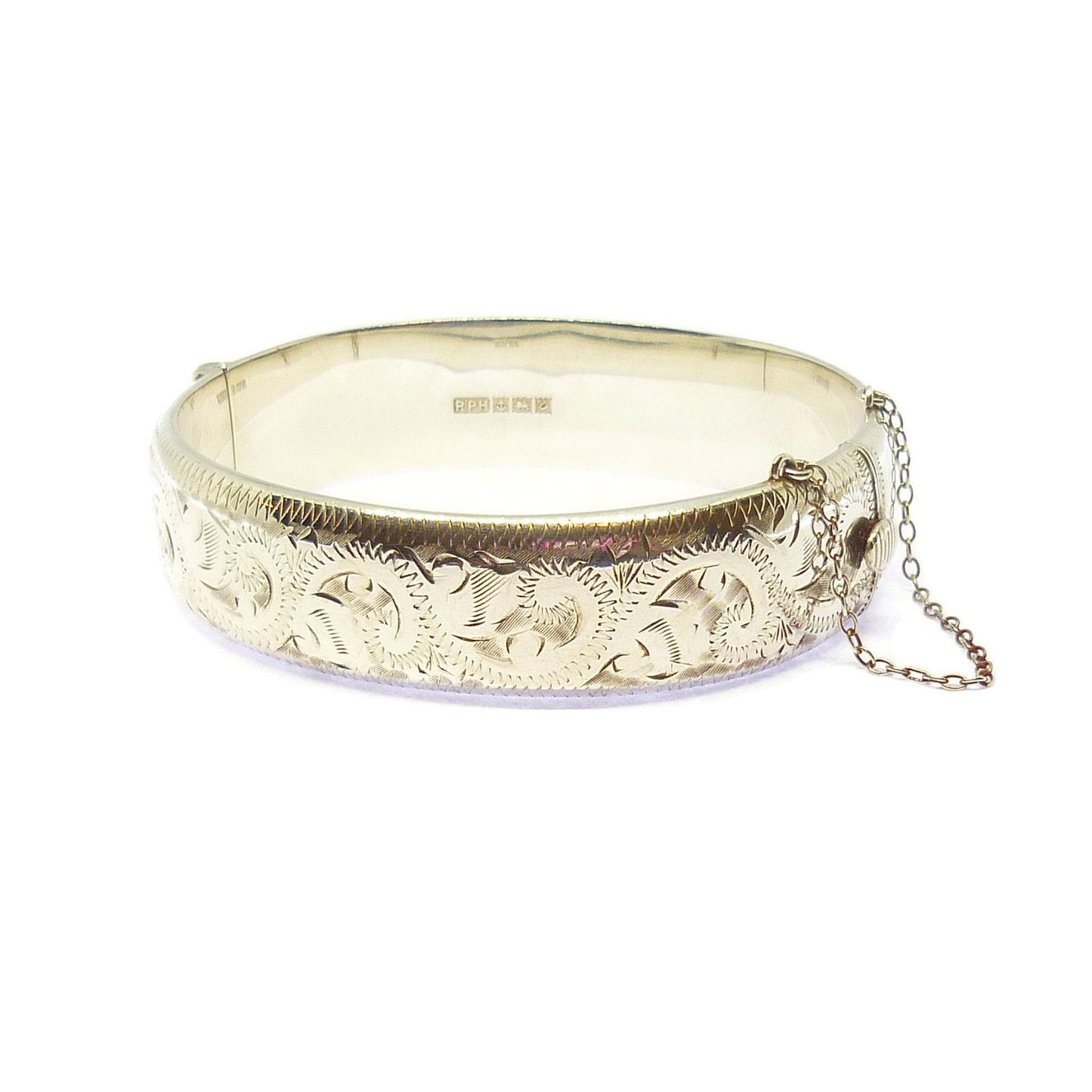 Victorian Revival Bracelet, Hinged Silver Bangle, Engraved Cuff Bracelet, Sixties Boho Hippie Jewelry Women