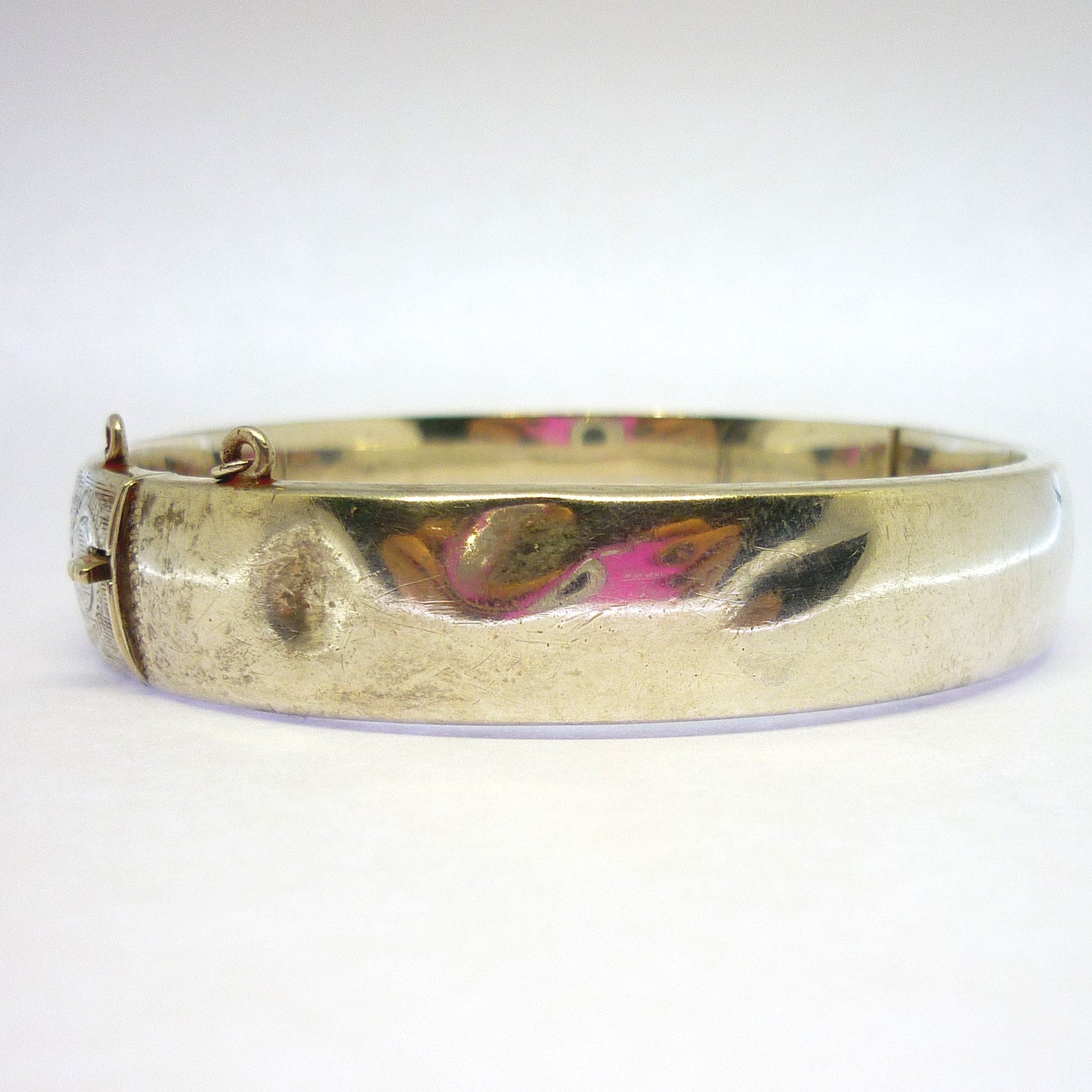 Vintage Sterling Silver Hinged Bangle: Acanthus Leaf Floral Bracelet