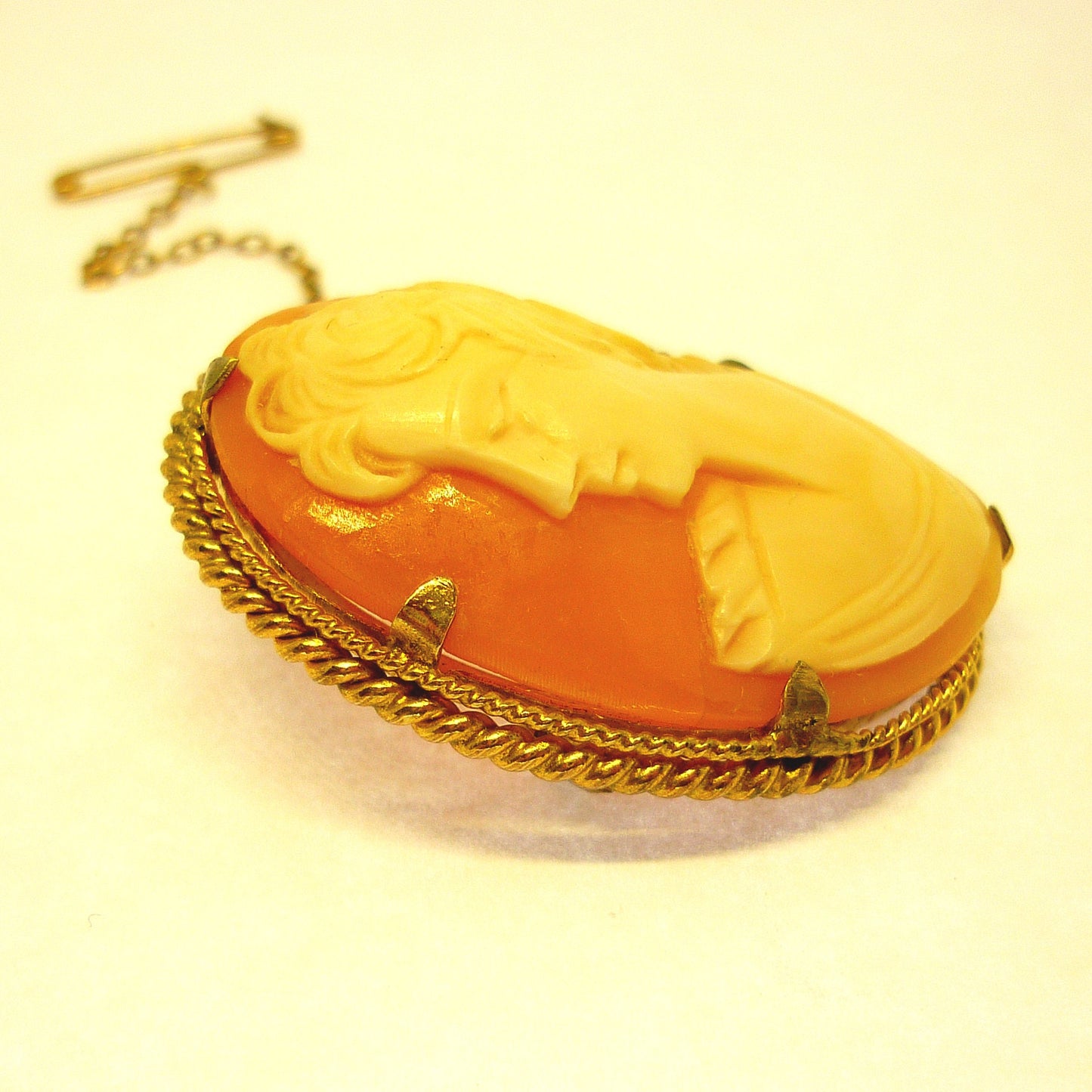 Victorian Shell Cameo Brooch: Antique Rolled Gold Pendant, Circa 1900