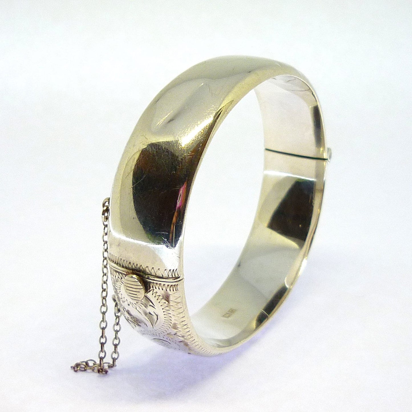 Victorian Revival Bracelet, Hinged Silver Bangle, Engraved Cuff Bracelet, Sixties Boho Hippie Jewelry Women