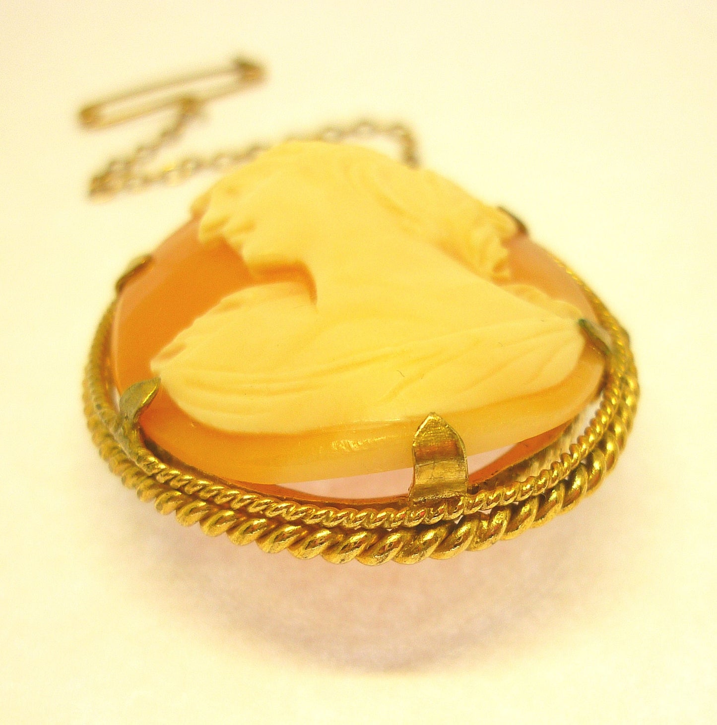 Victorian Shell Cameo Brooch: Antique Rolled Gold Pendant, Circa 1900