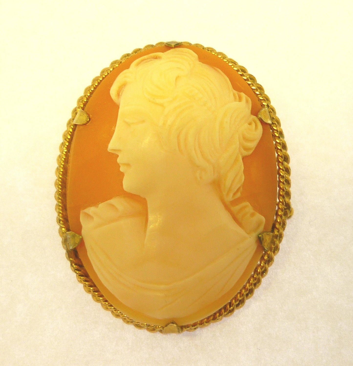 Victorian Shell Cameo Brooch: Antique Rolled Gold Pendant, Circa 1900
