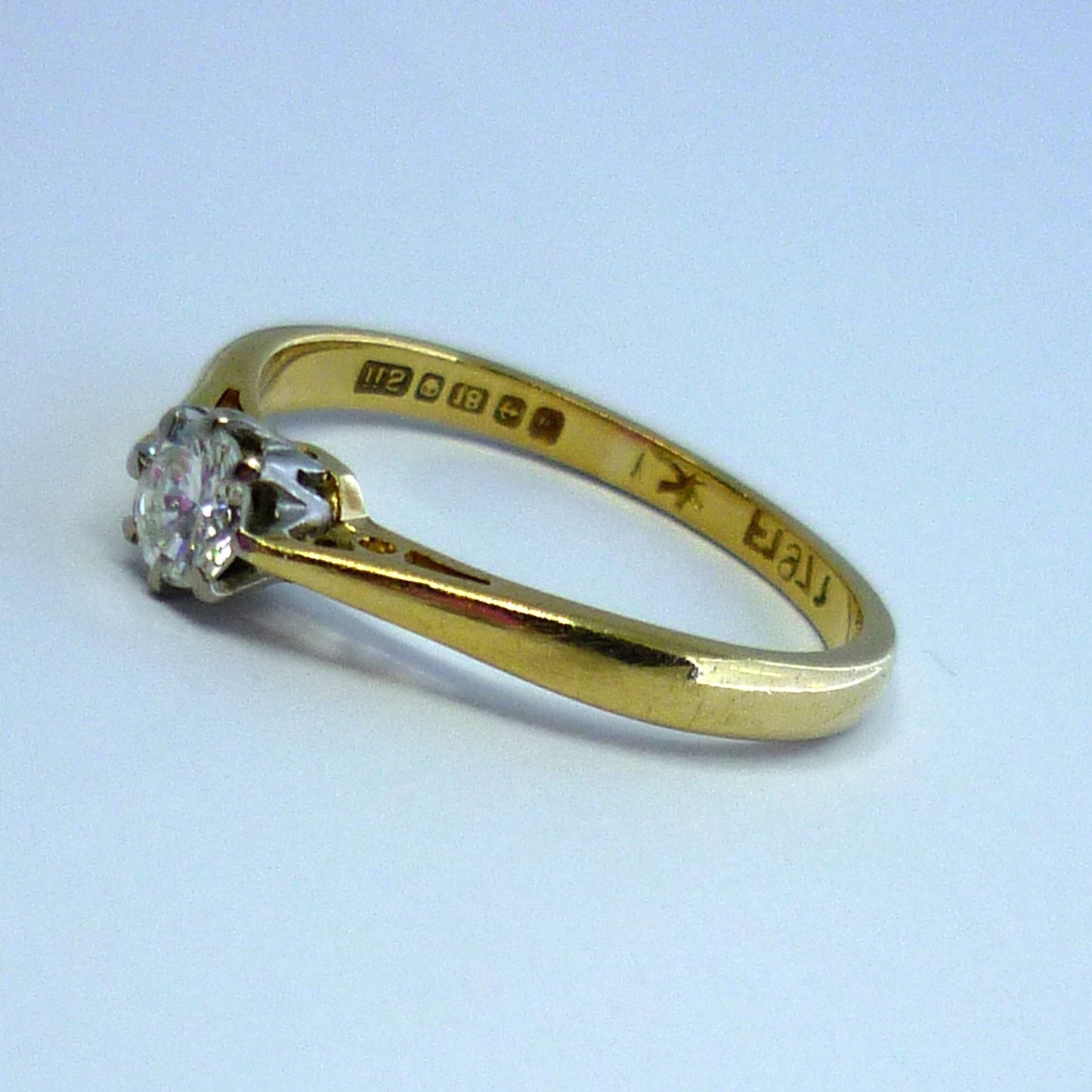 Solitaire Engagement Ring, Brilliant Cut Diamond and Gold Ring Size 5.75