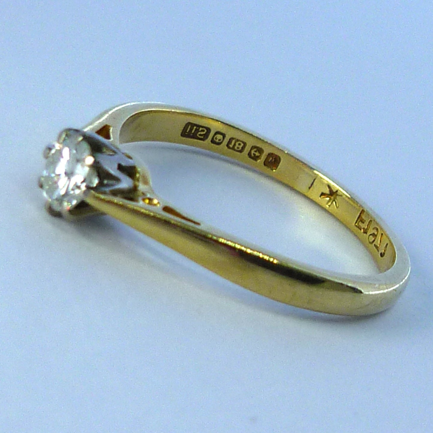 Solitaire Engagement Ring, Brilliant Cut Diamond and Gold Ring Size 5.75