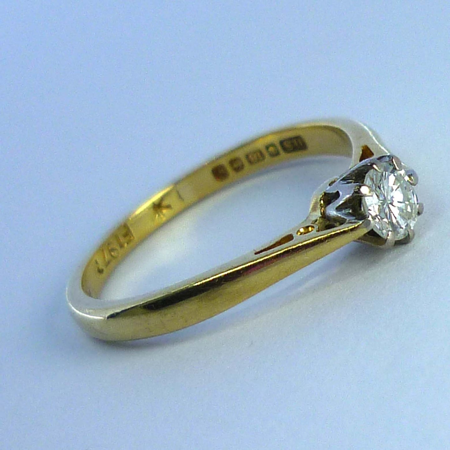 Solitaire Engagement Ring, Brilliant Cut Diamond and Gold Ring Size 5.75