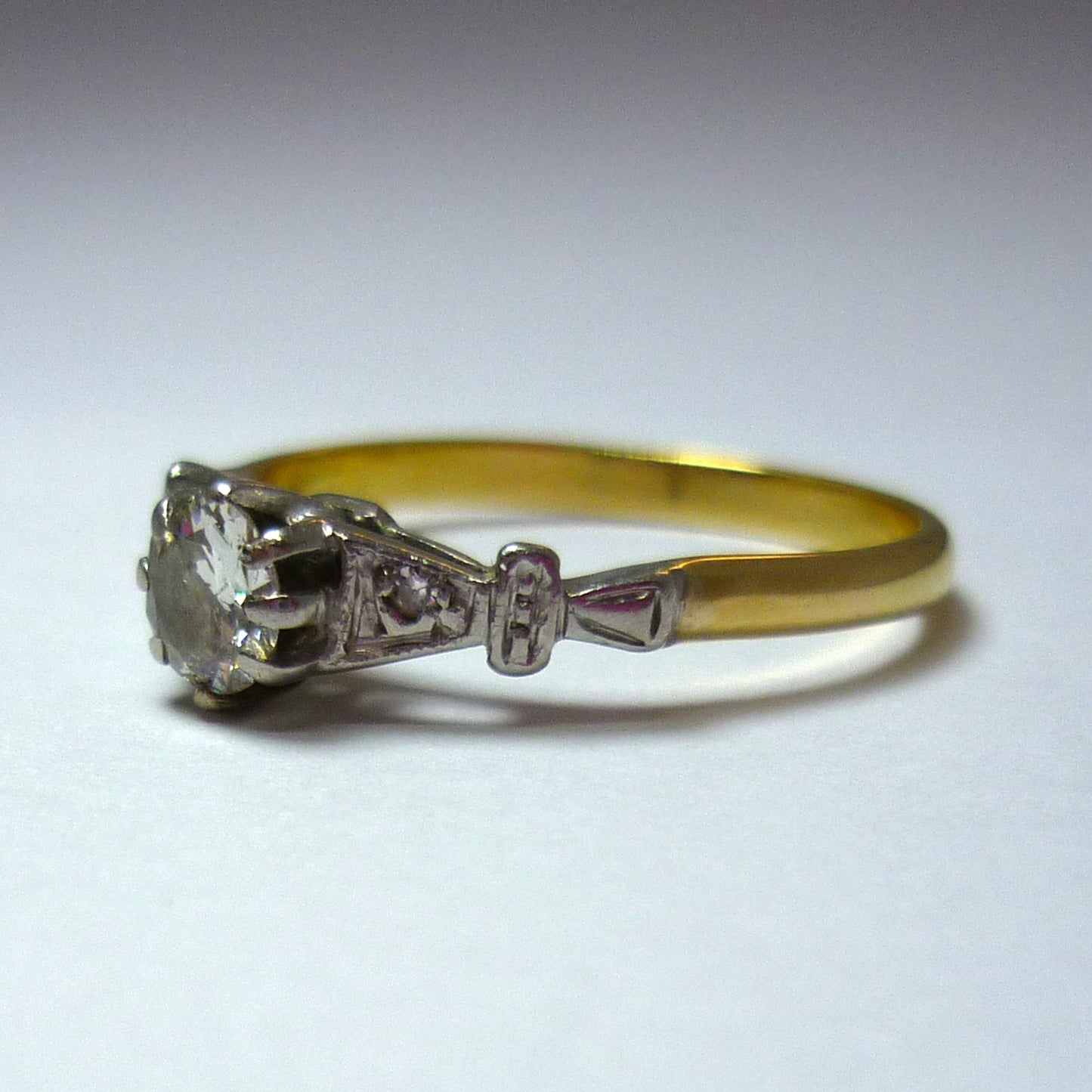 Art Deco Engagement Ring, O.25ct Diamond Solitaire, Estate Jewelry