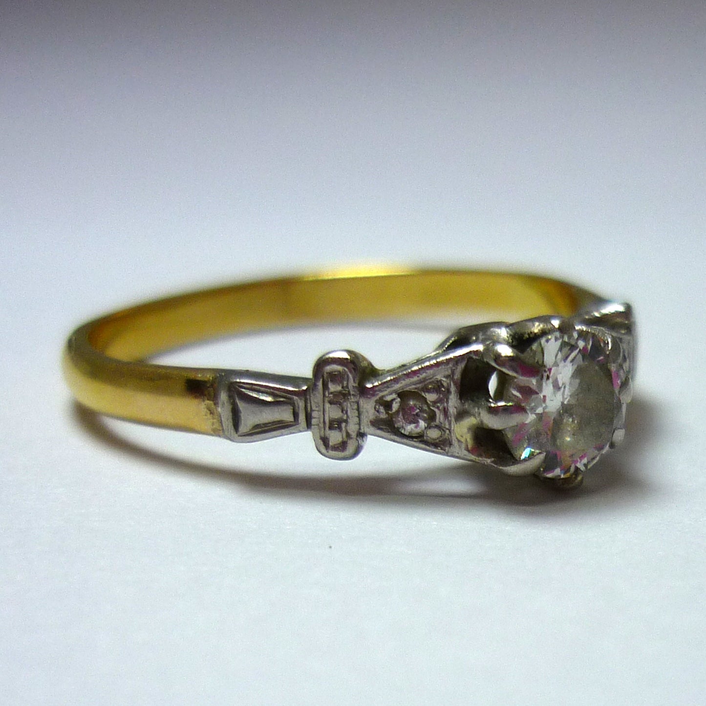 Art Deco Engagement Ring, O.25ct Diamond Solitaire, Estate Jewelry